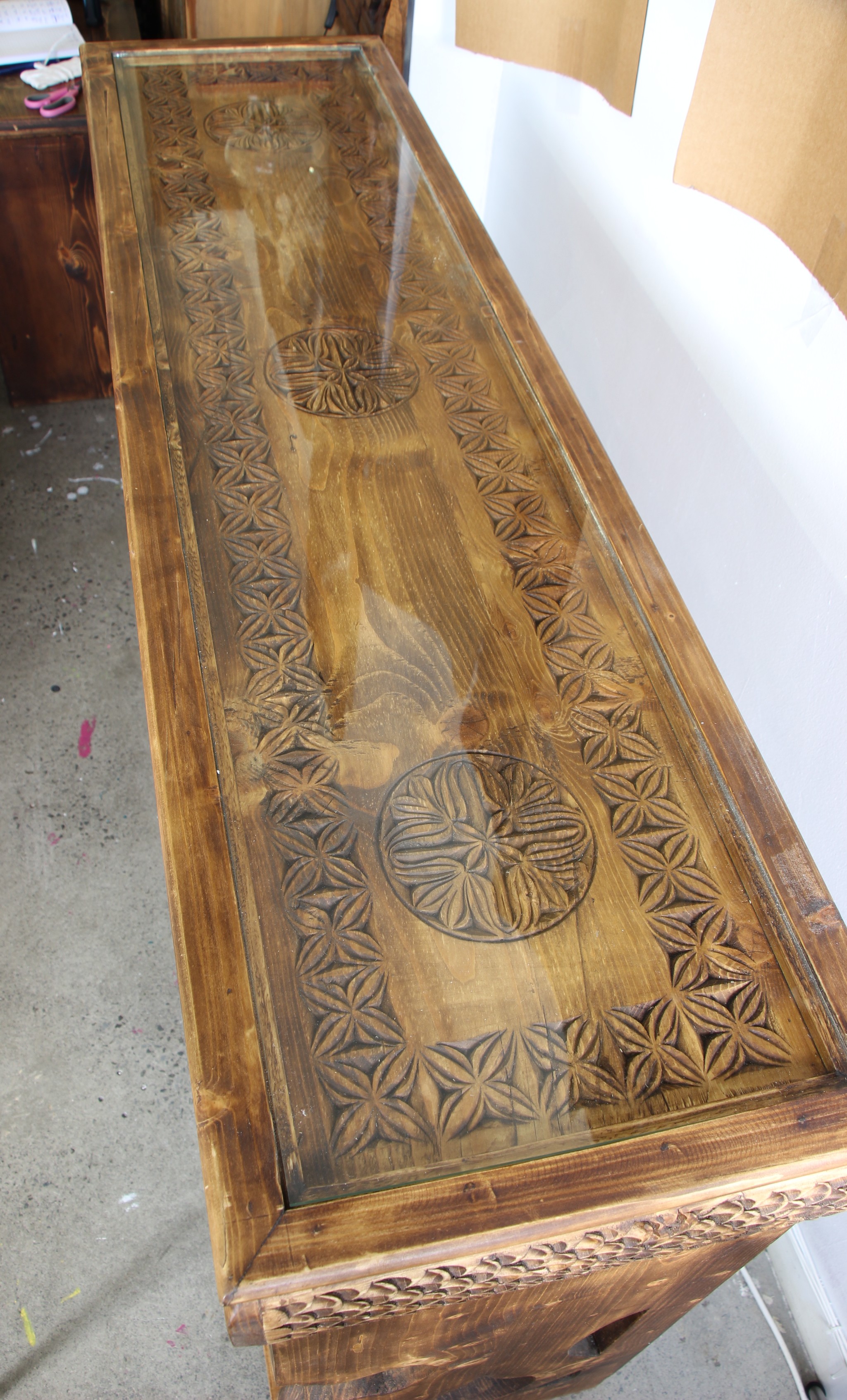 Hand Carved Buffet Unit With 3 Drawers - 6