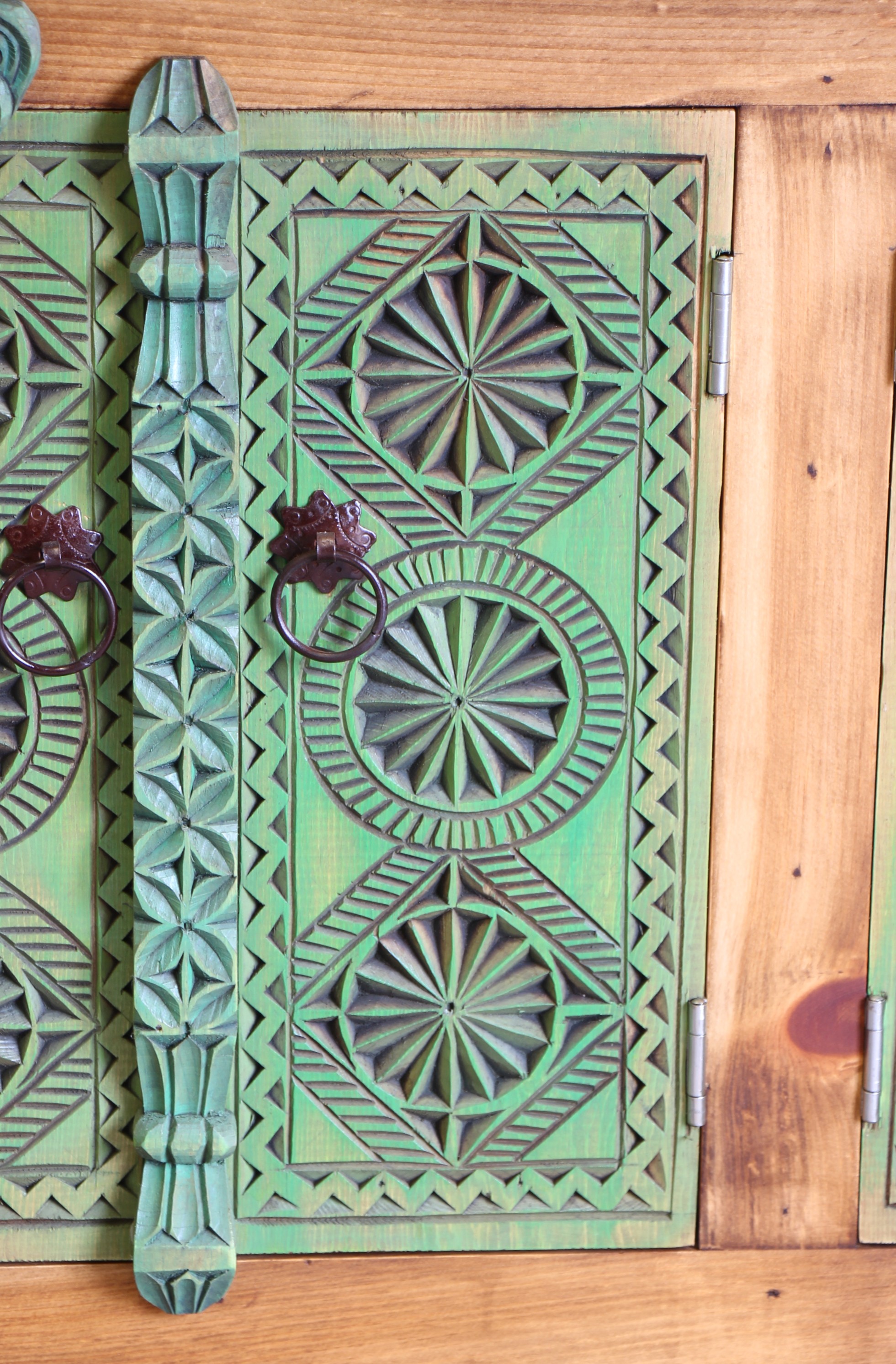 Hand Carved Sideboard In Washed Green - 5
