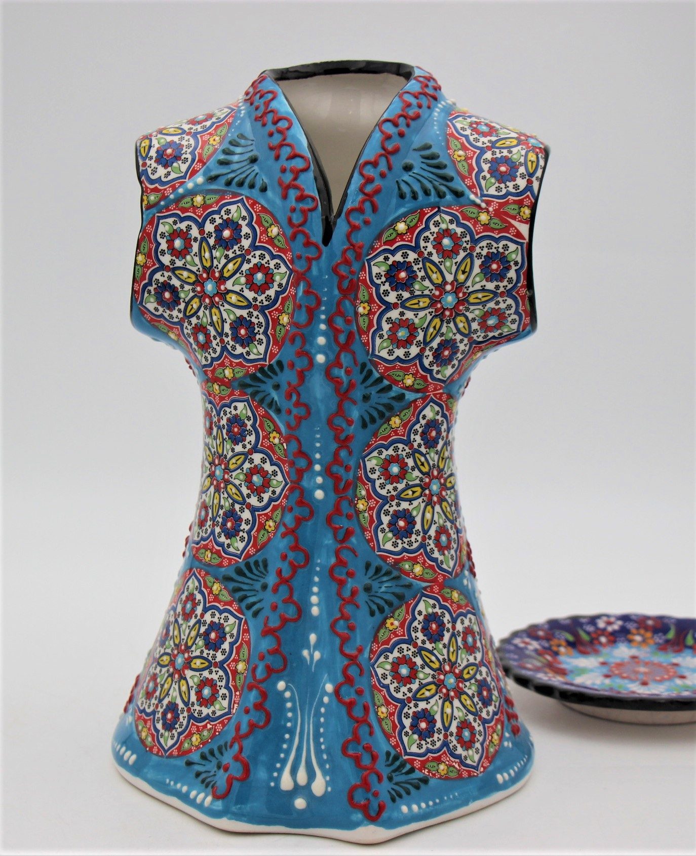 Hand Crafted Turkish Ceramic 27cm Kaftan In Colourful Design 1