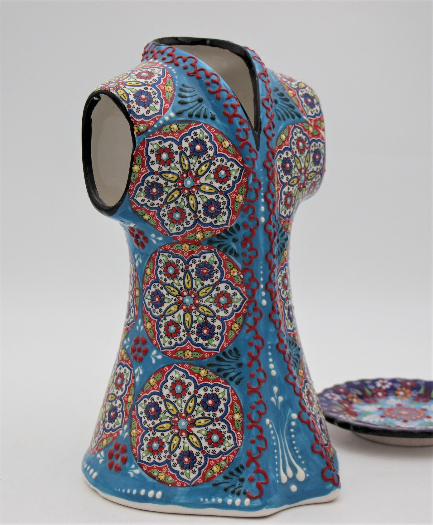 Hand Crafted Turkish Ceramic 27cm Kaftan In Colourful Design 1a