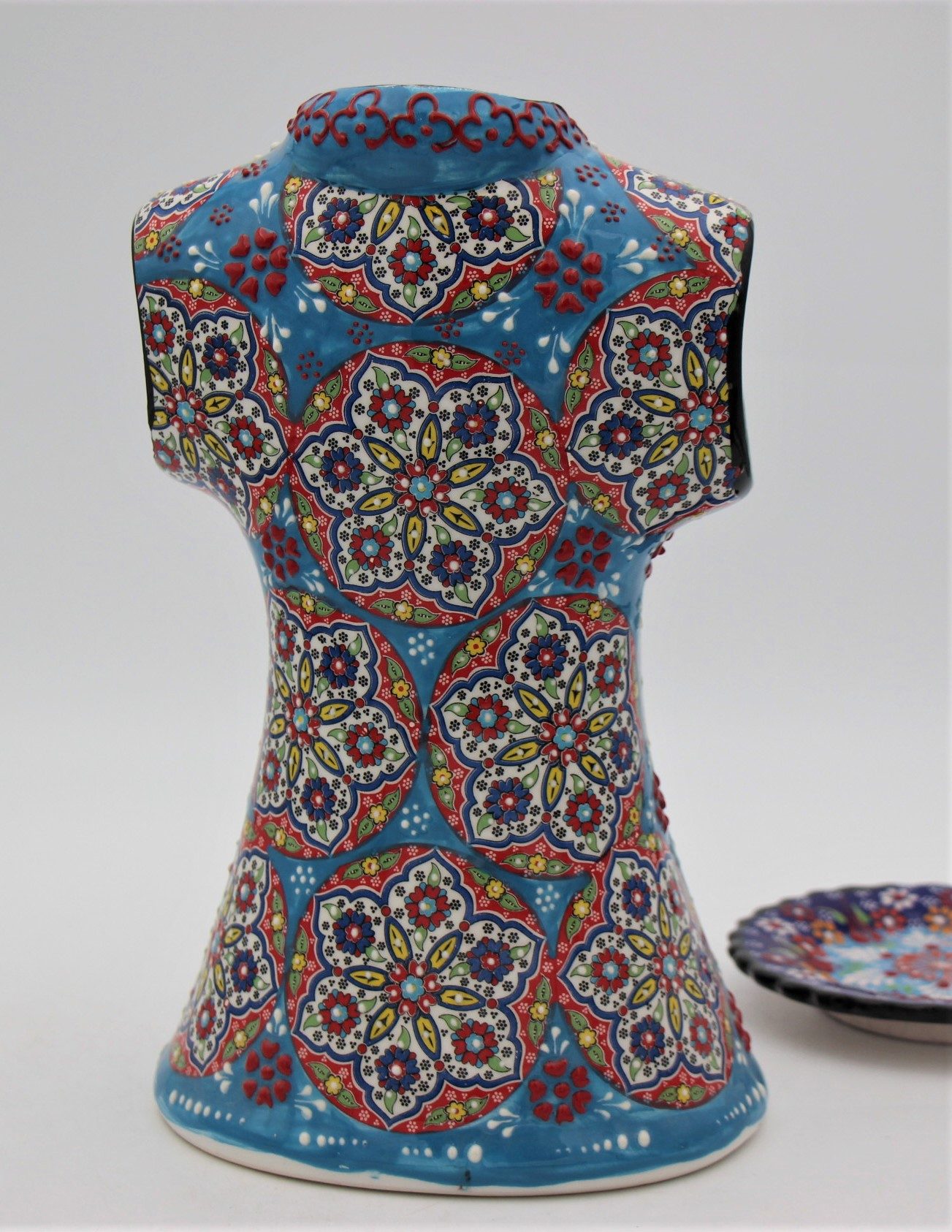 Hand Crafted Turkish Ceramic 27cm Kaftan In Colourful Design 1b