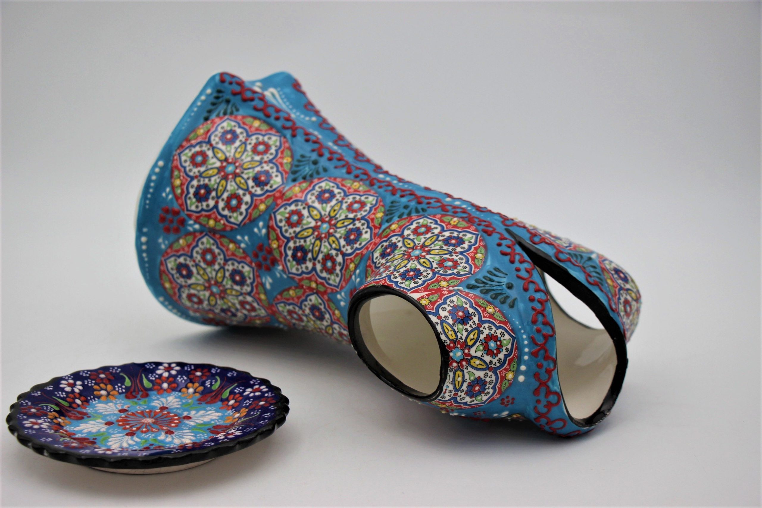 Hand Crafted Turkish Ceramic 27cm Kaftan In Colourful Design 1d