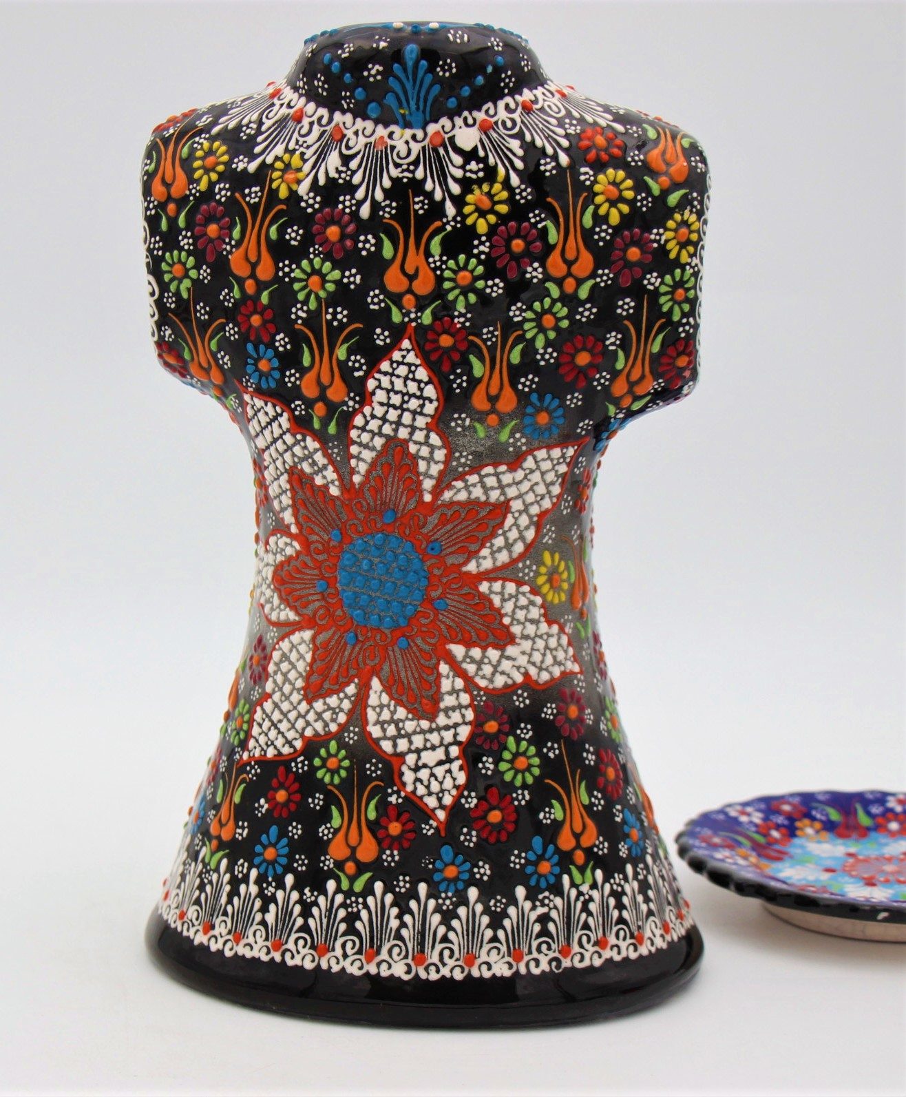 Hand Crafted Turkish Ceramic 27cm Kaftan In Colourful Design 2b
