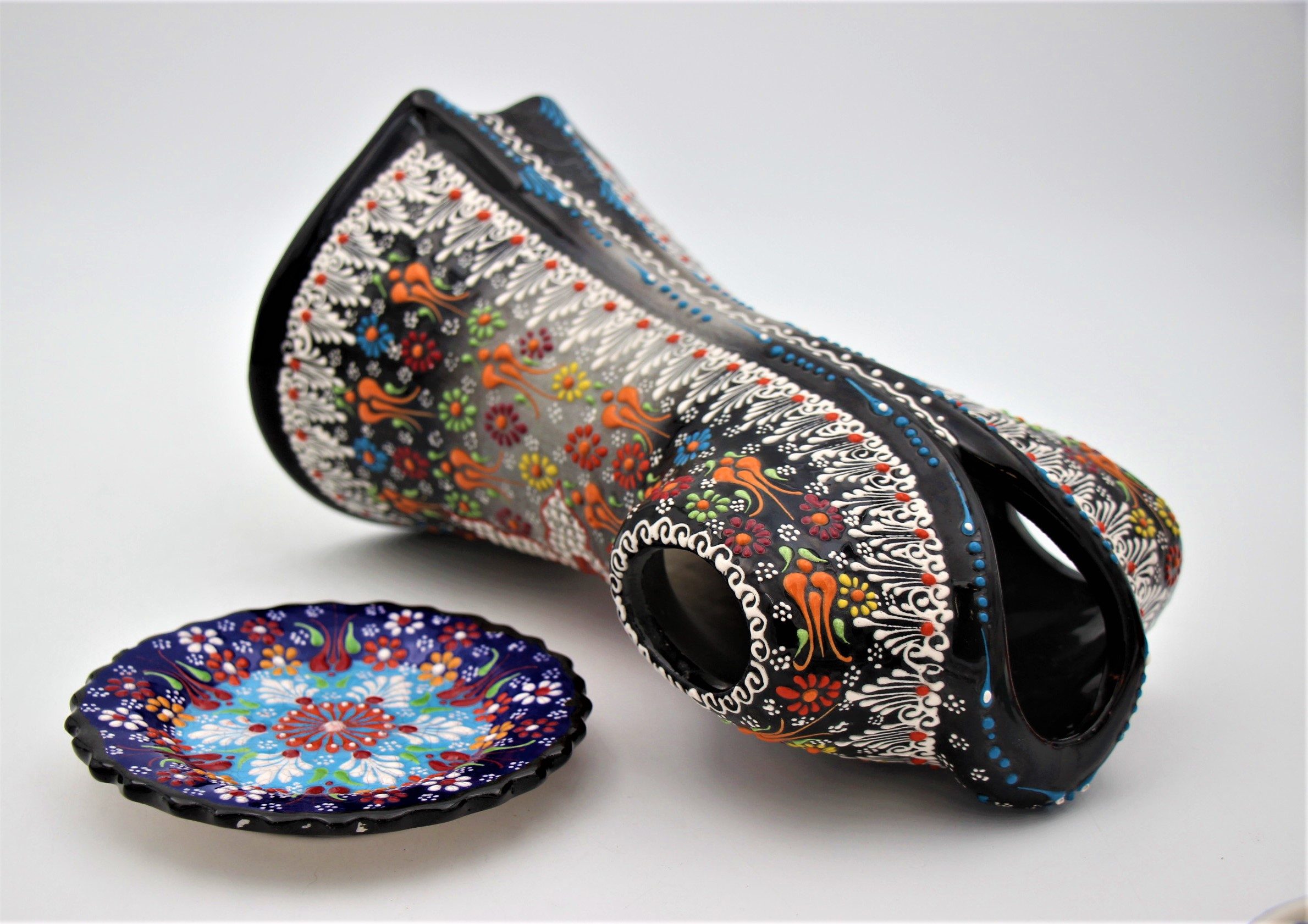 Hand Crafted Turkish Ceramic 27cm Kaftan In Colourful Design 2d