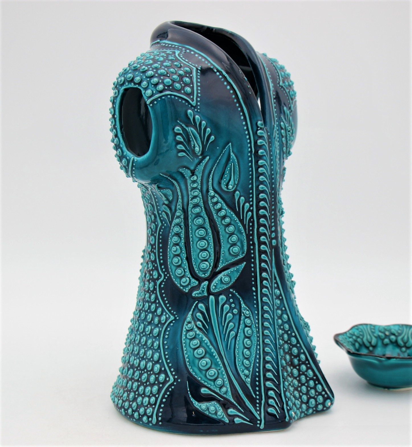 Hand Crafted Turkish Ceramic 27cm Kaftan In Turquoise 2
