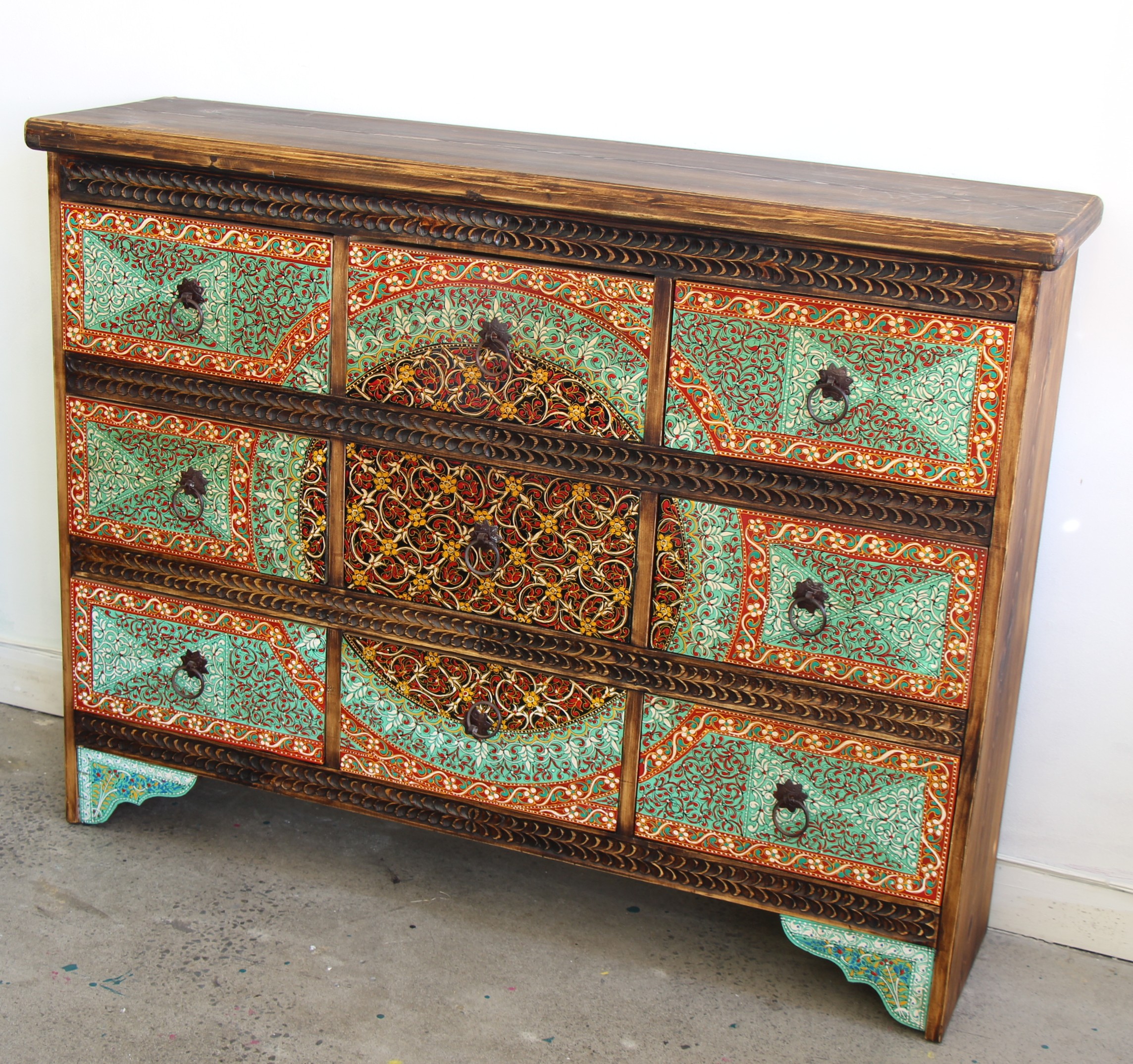 Hand Painted 9 Drawer Sideboard 1
