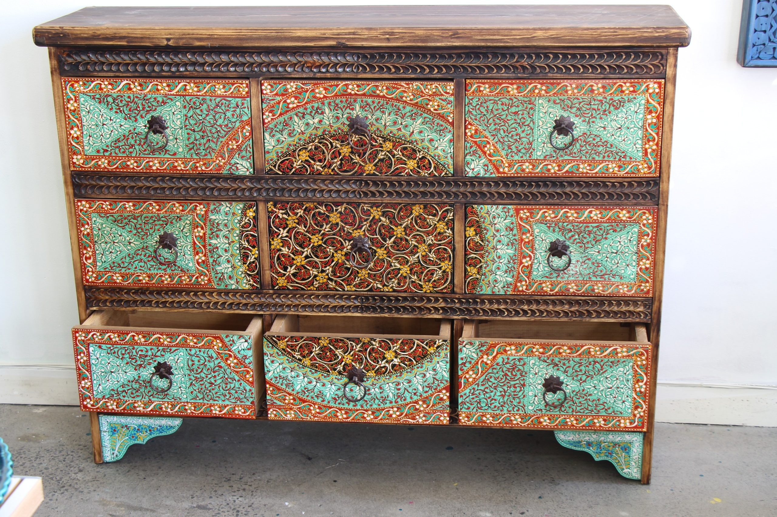 Hand Painted 9 Drawer Sideboard 6