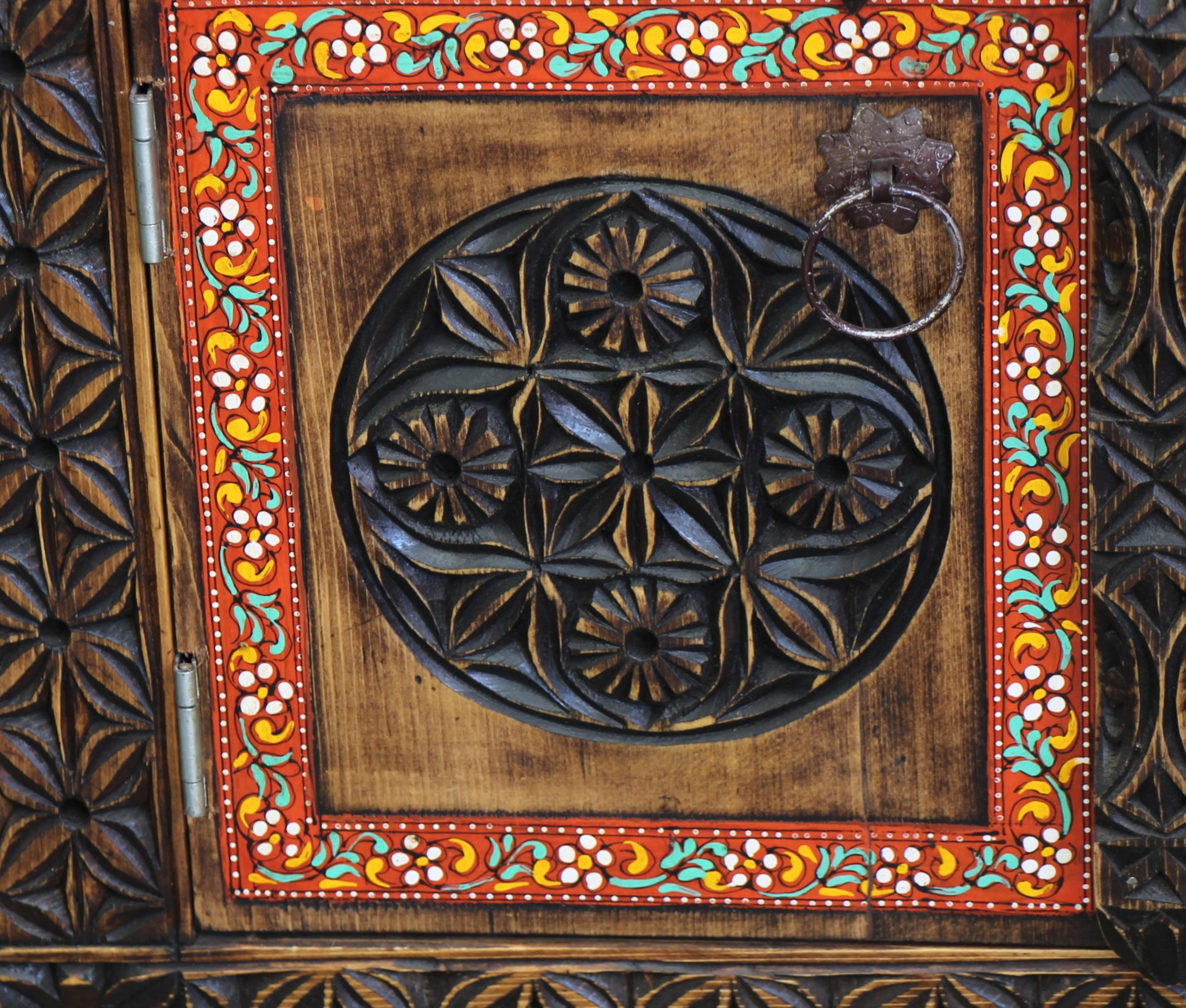 Handcarved Lowboy With 4 Handpainted Doors -3