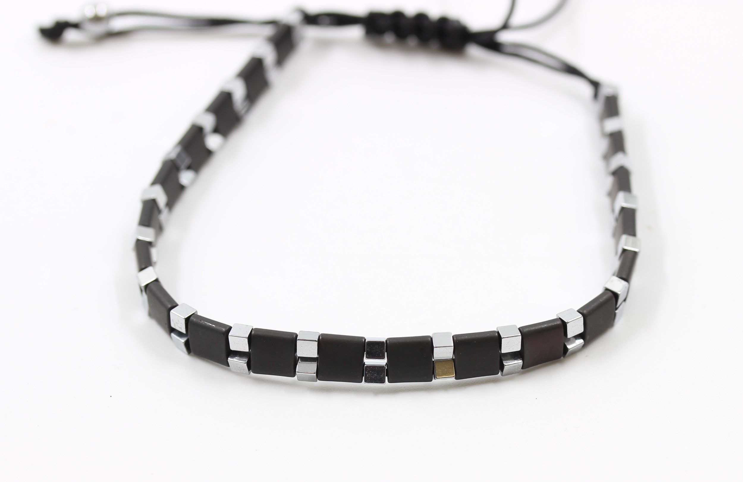 Hematite Gem Stone Bracelet With Drawstring 3a