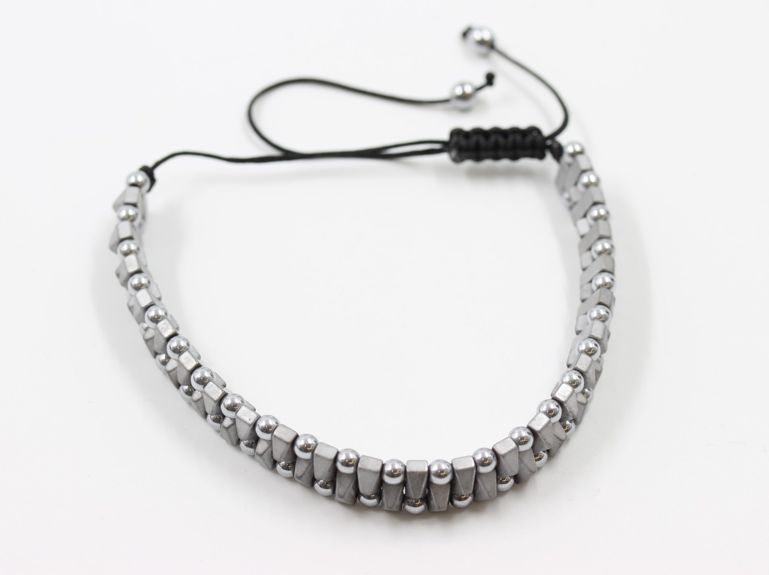 Hematite Silver Gem Stone Bracelet