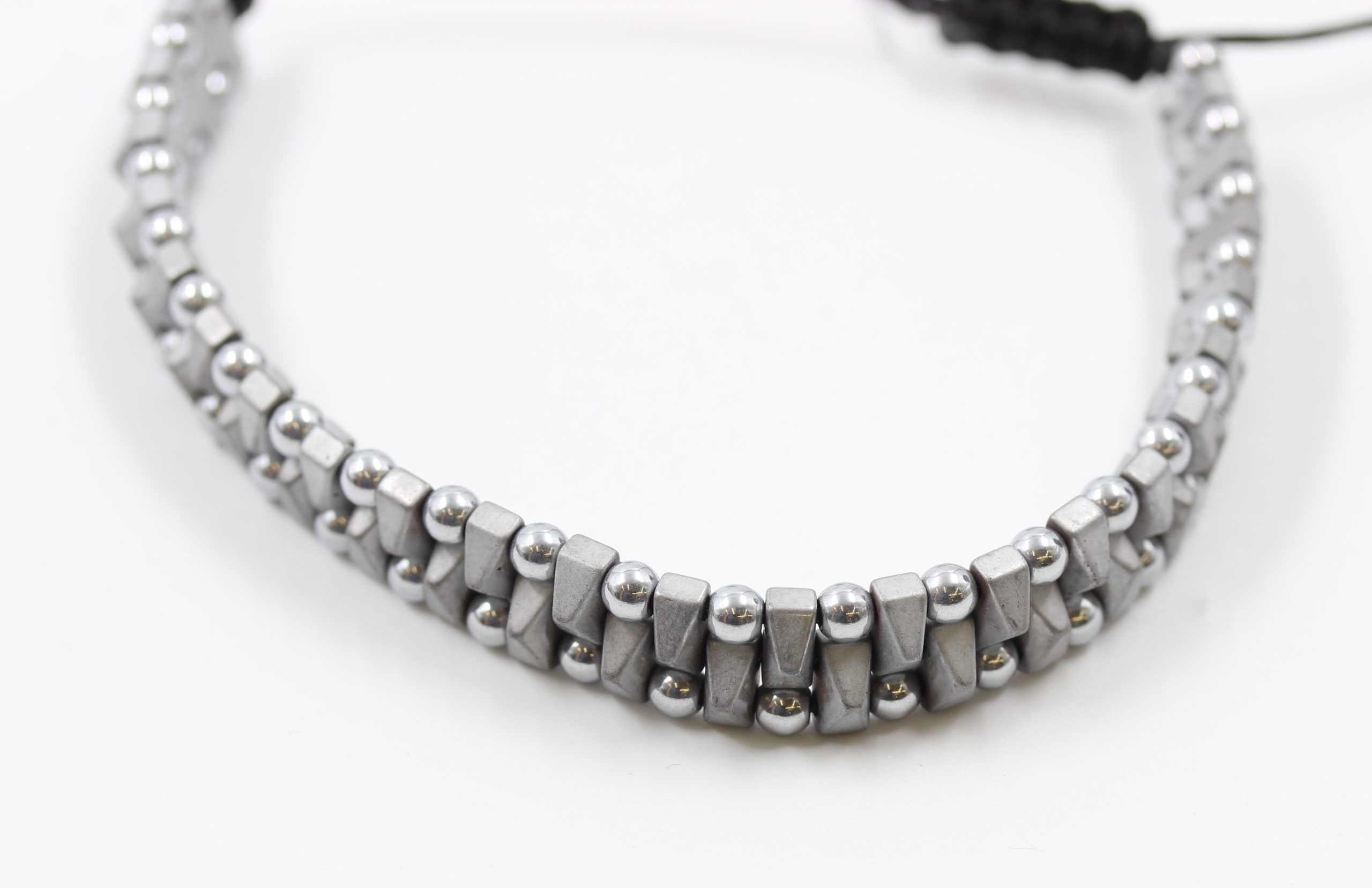 Hematite Silver Gem Stone Bracelet 5a