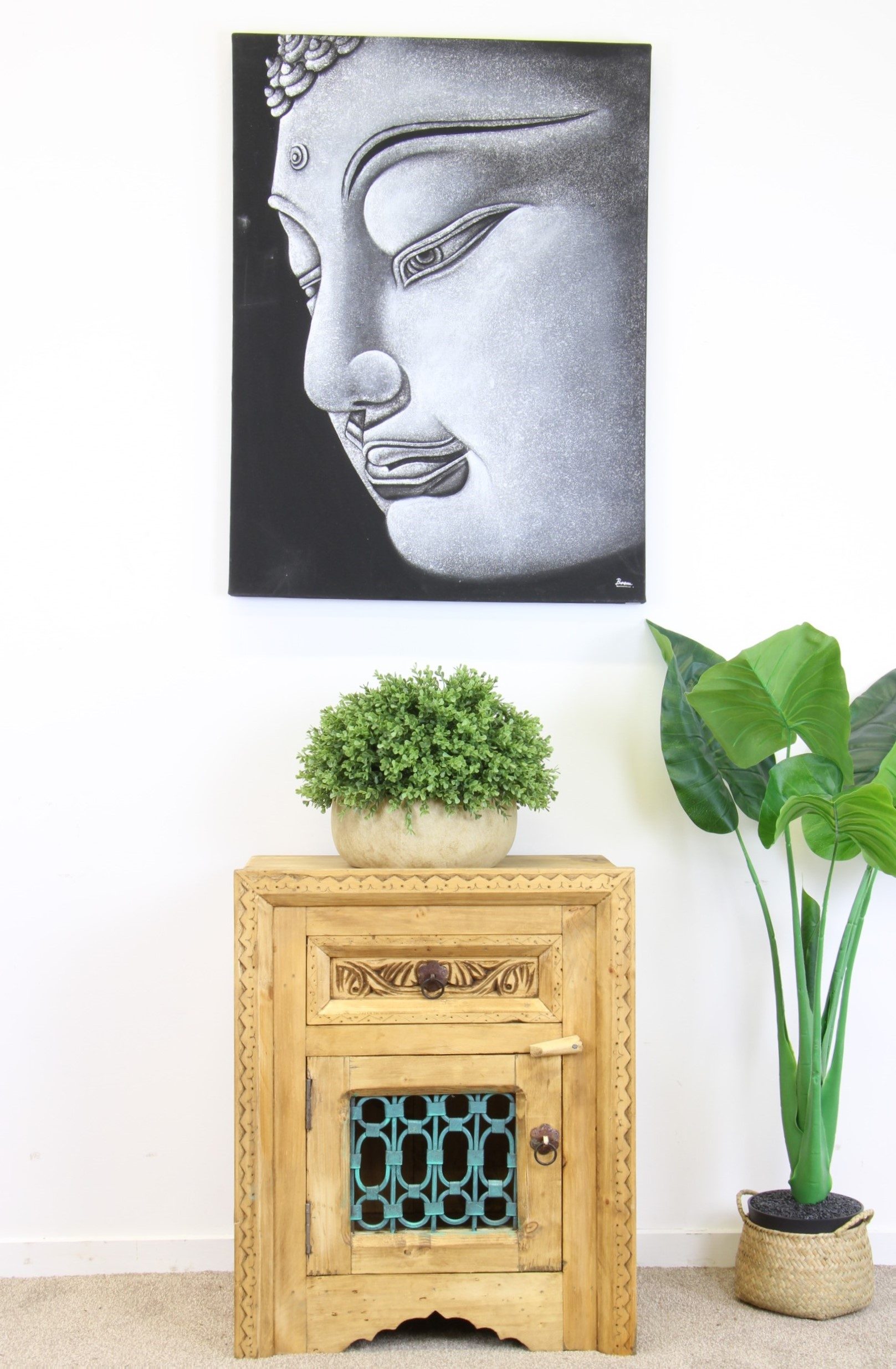 Jali Bedside Unit With Antique Grill 1