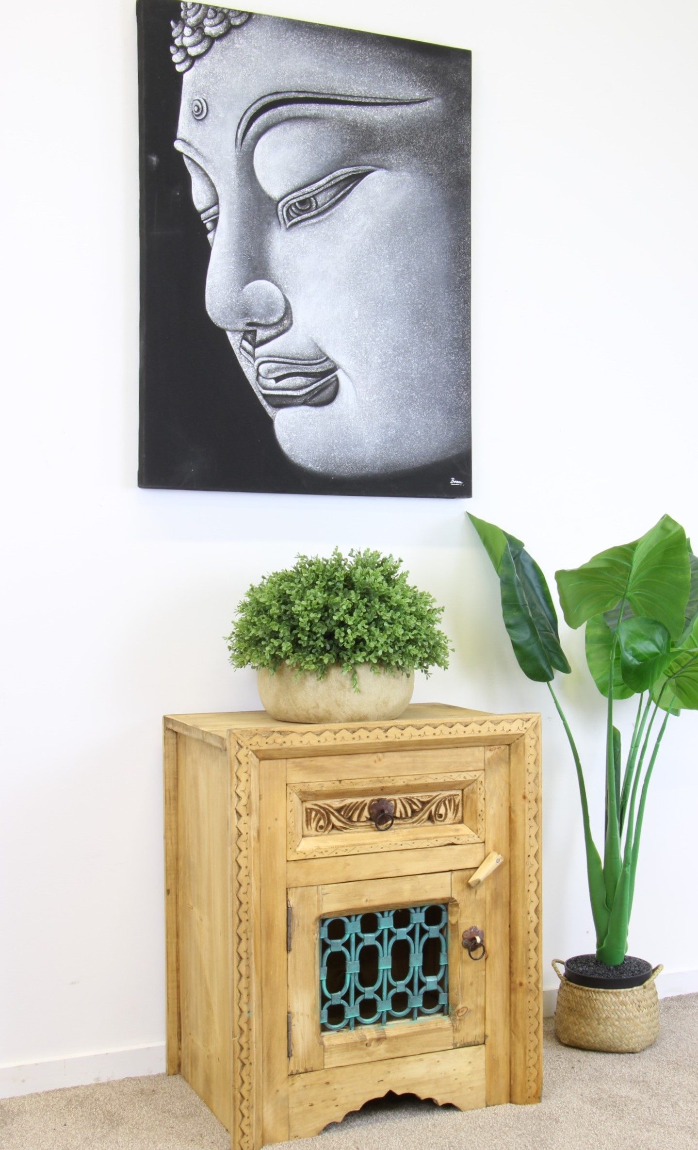 Jali Bedside Unit With Antique Grill 1 6