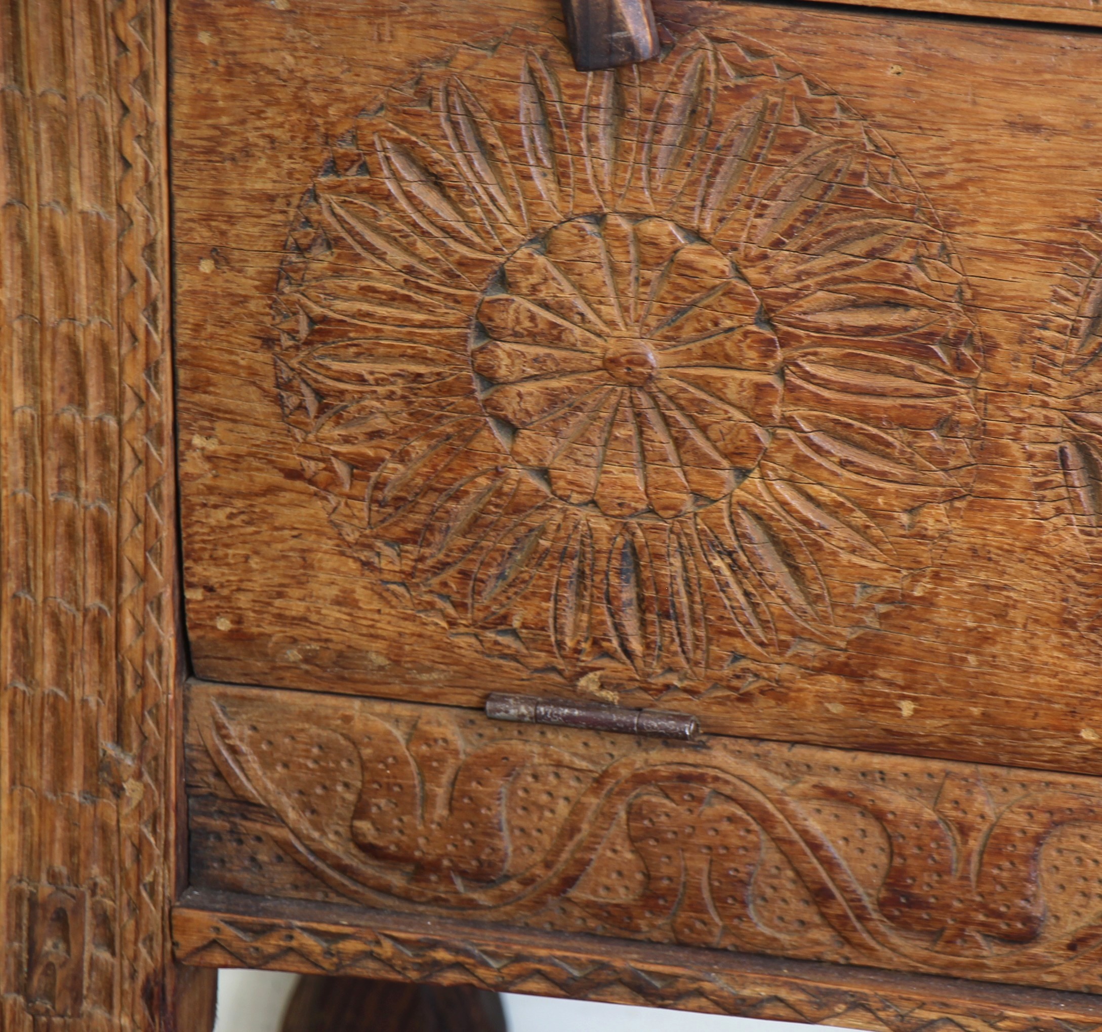 Large Antique Hand Carved Cedar Chest - 6