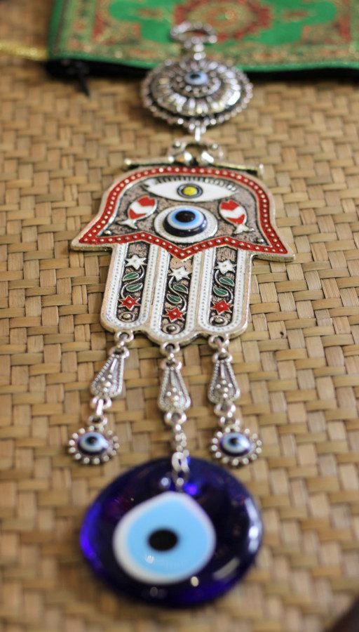 Large Fatimas Coloured Hand Lucky eye Wall Hanging