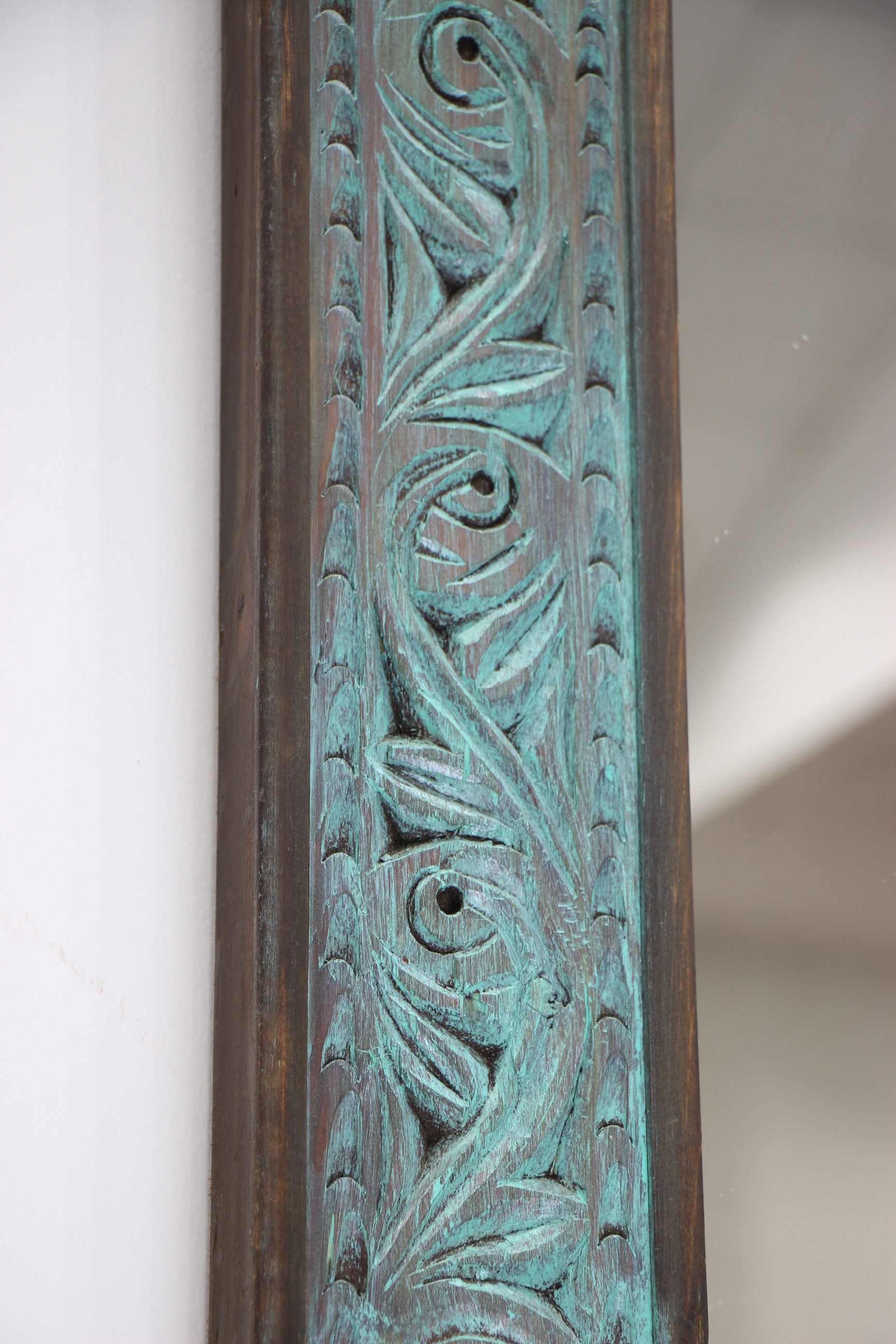 Large Handcarved Mirror In Blue Wash 4