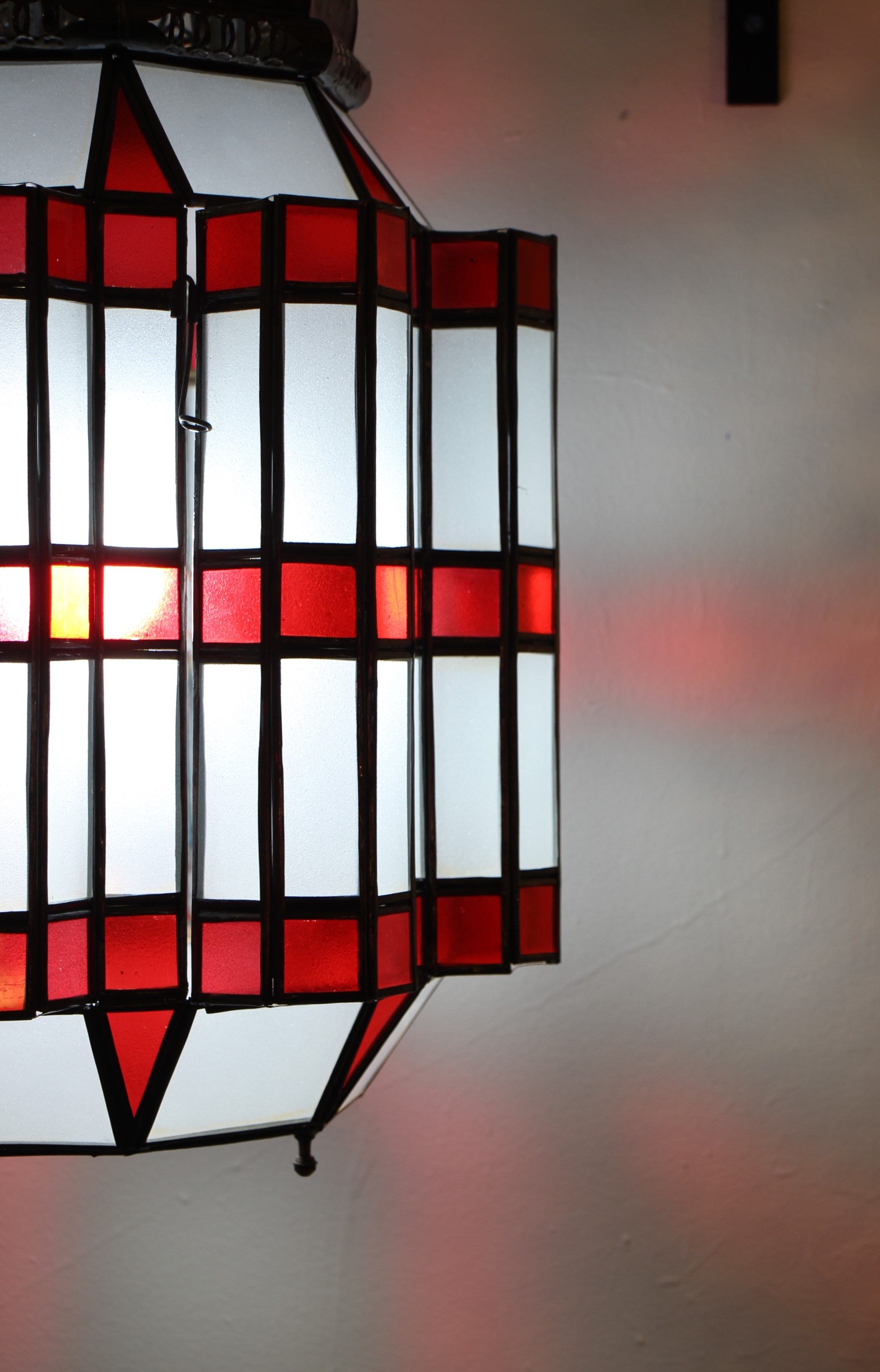 Large Red Hex Standing Morrocan Lantern 6