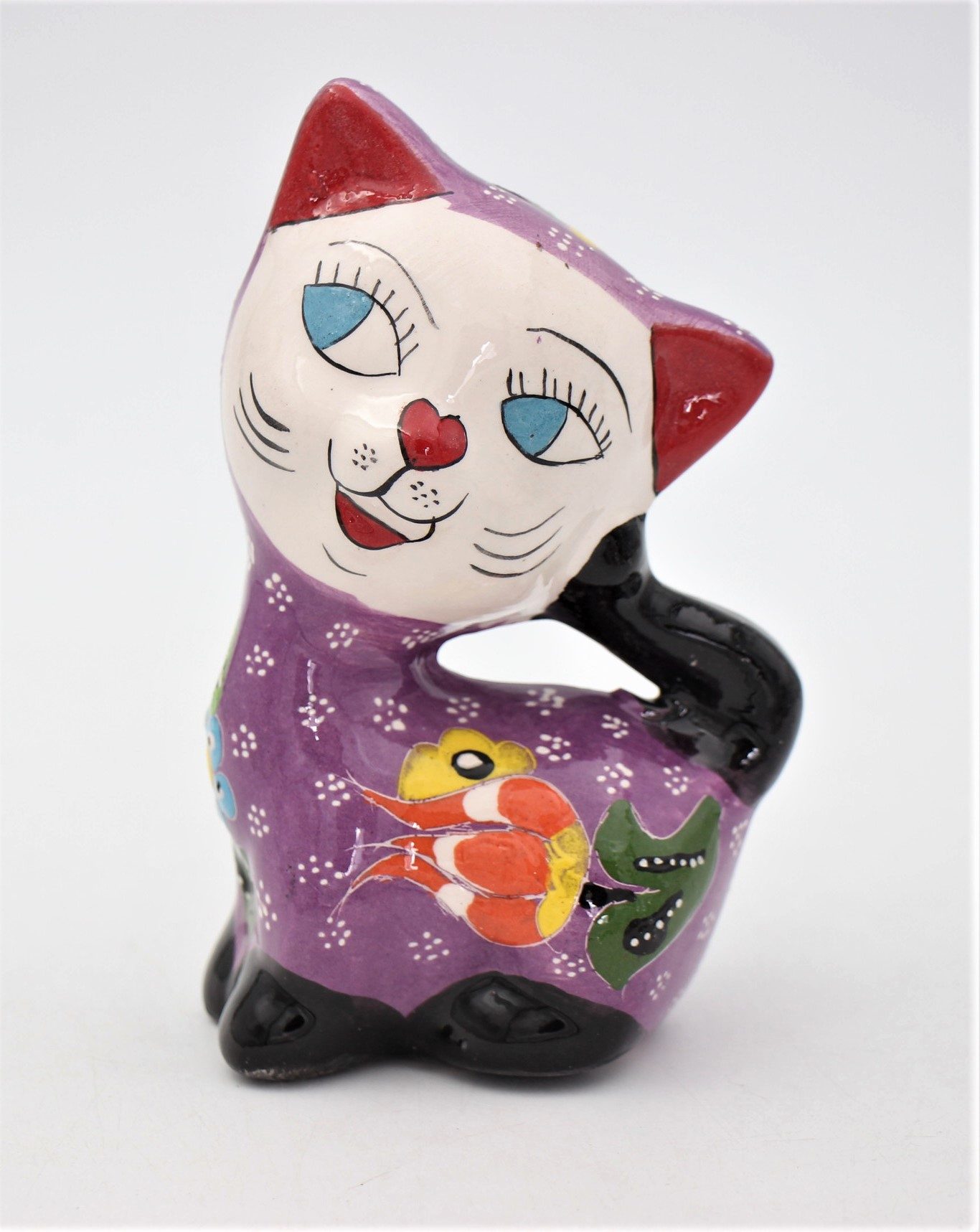 Large Turkish Ceramic Hand Painted Cats Colourful Assorted 3