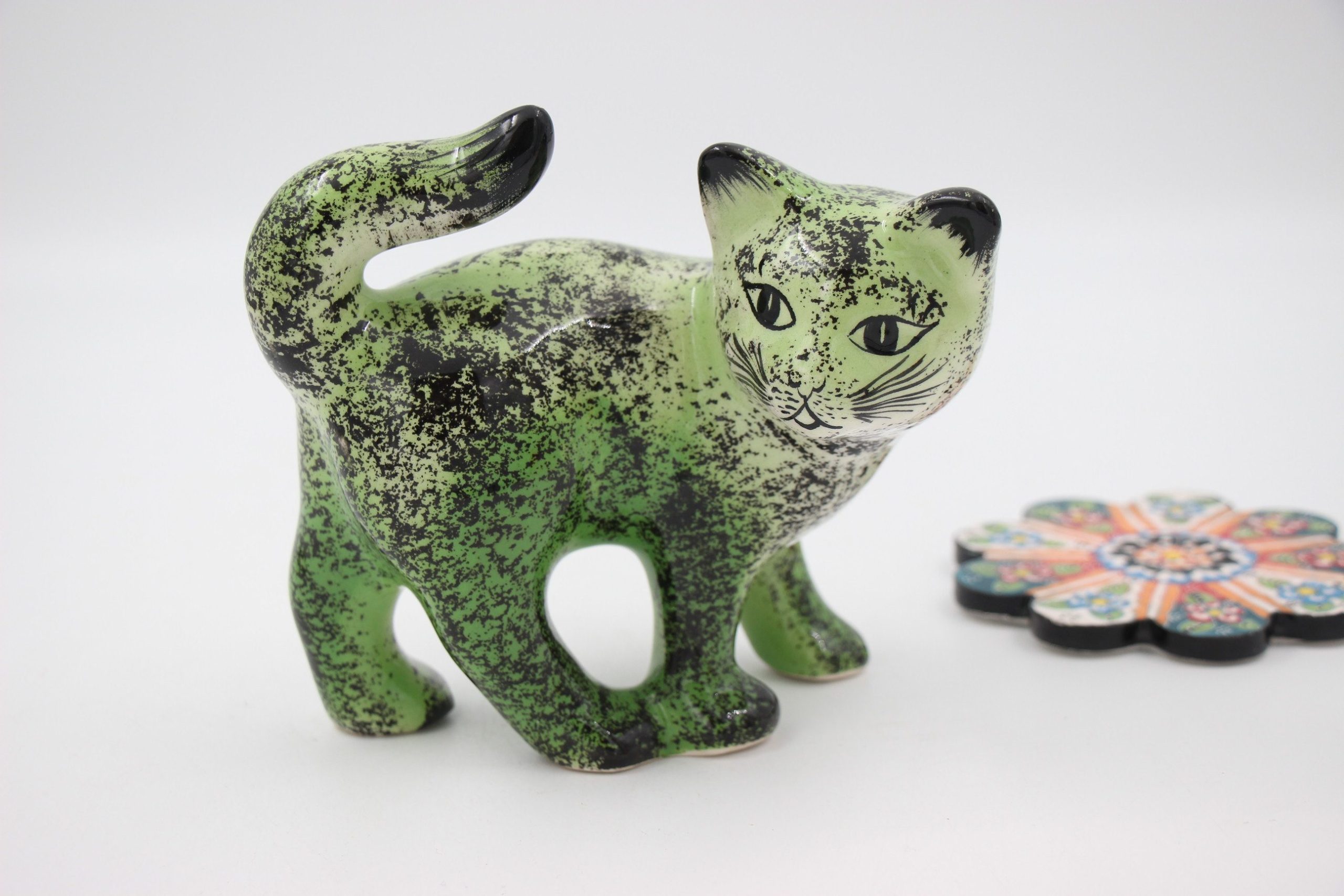 Large Turkish Ceramic Hand Painted Cats Marble Assorted 1