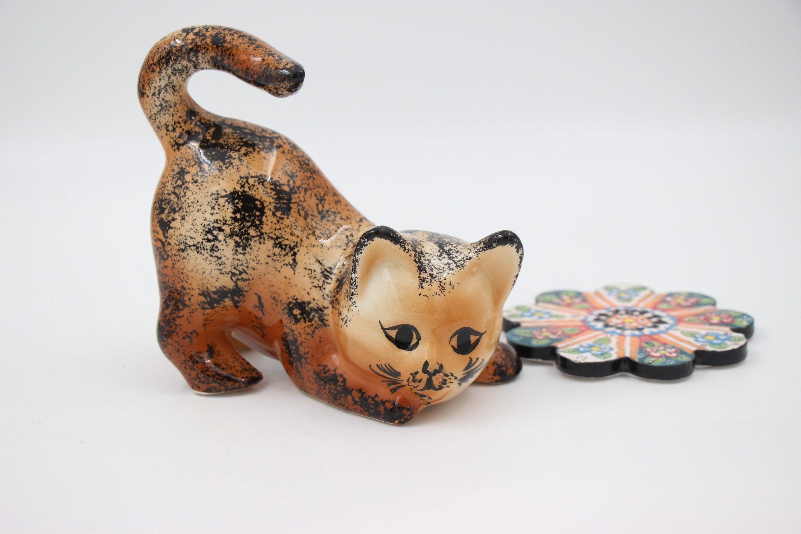 Large Turkish Ceramic Hand Painted Cats Marble Assorted 2