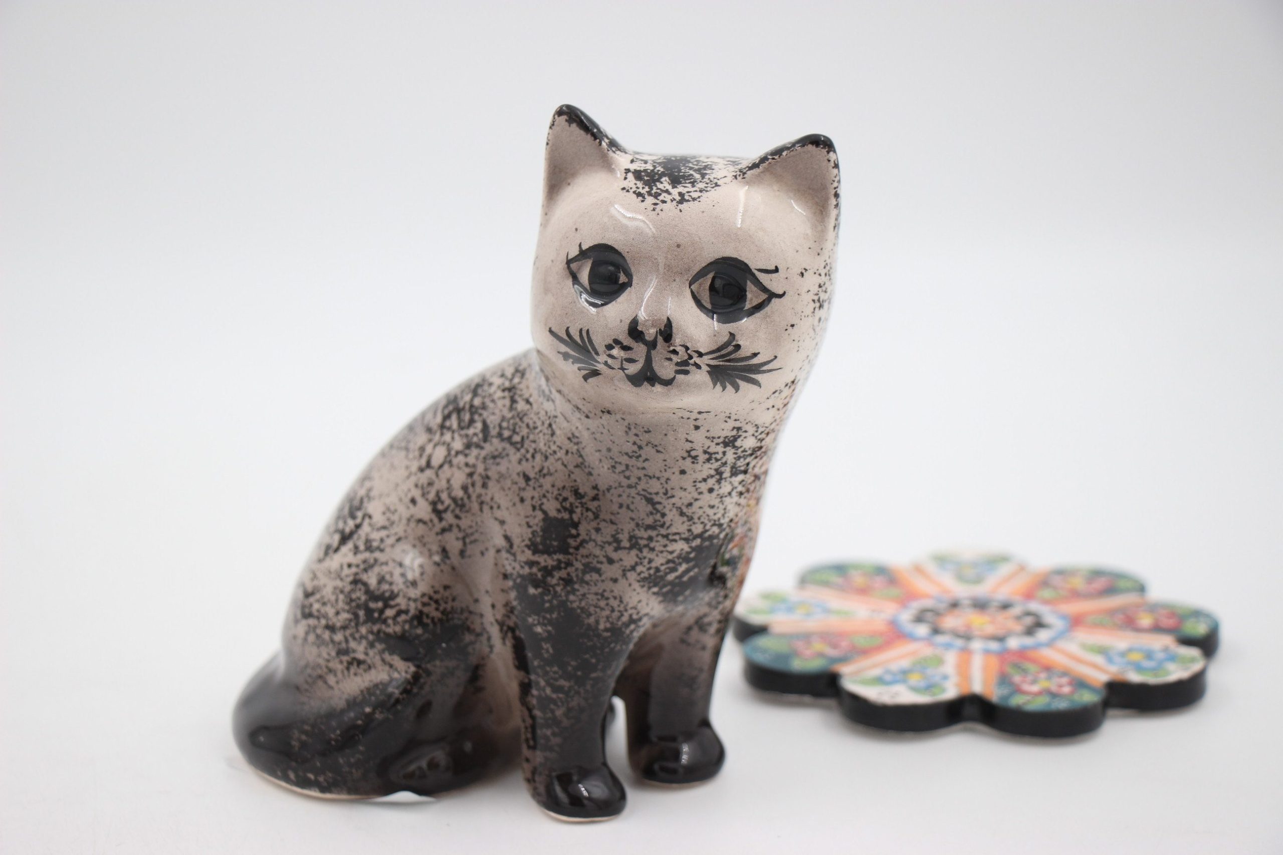 Large Turkish Ceramic Hand Painted Cats Marble Assorted 6