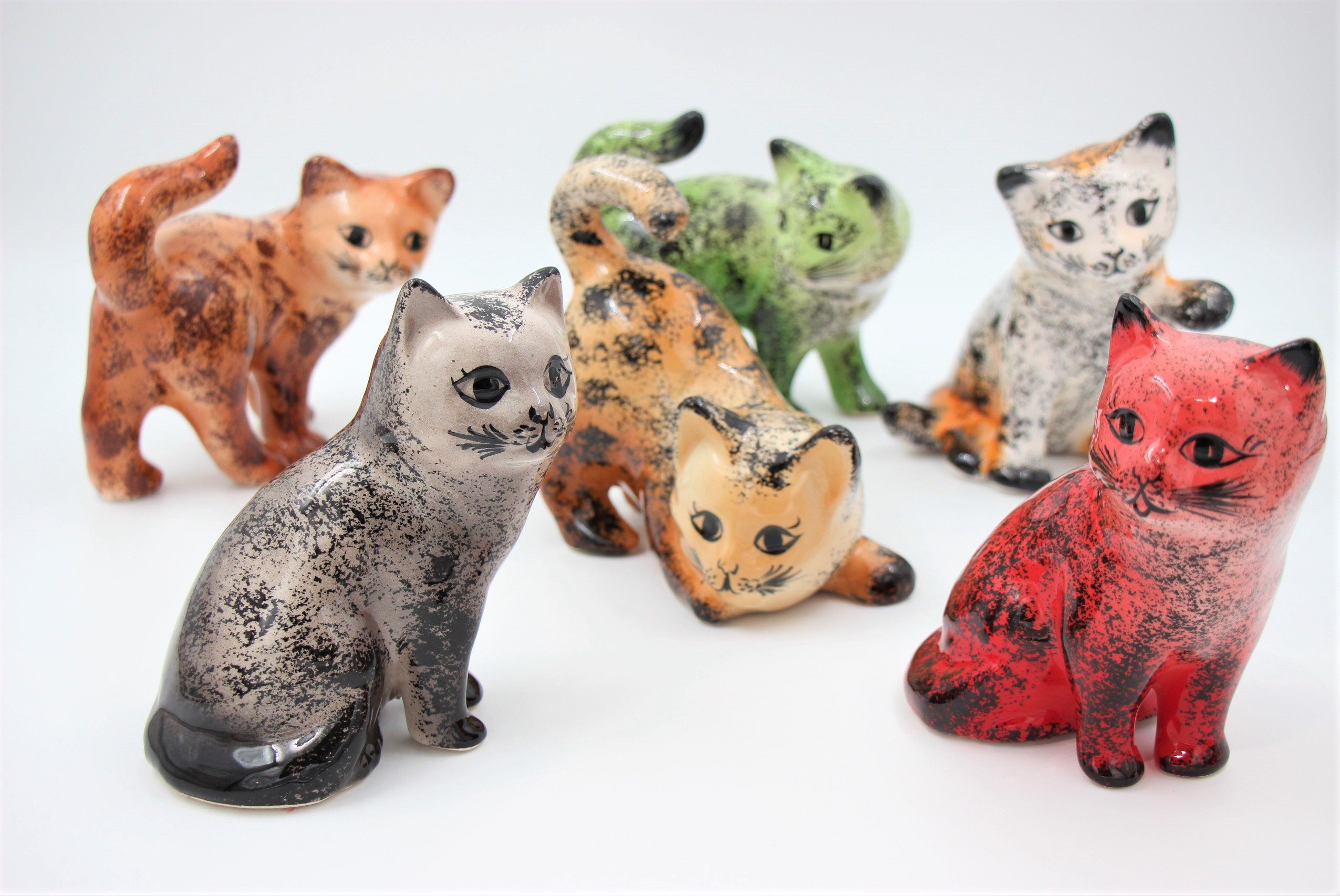 Large Turkish Ceramic Hand Painted Cats Marble Assorted