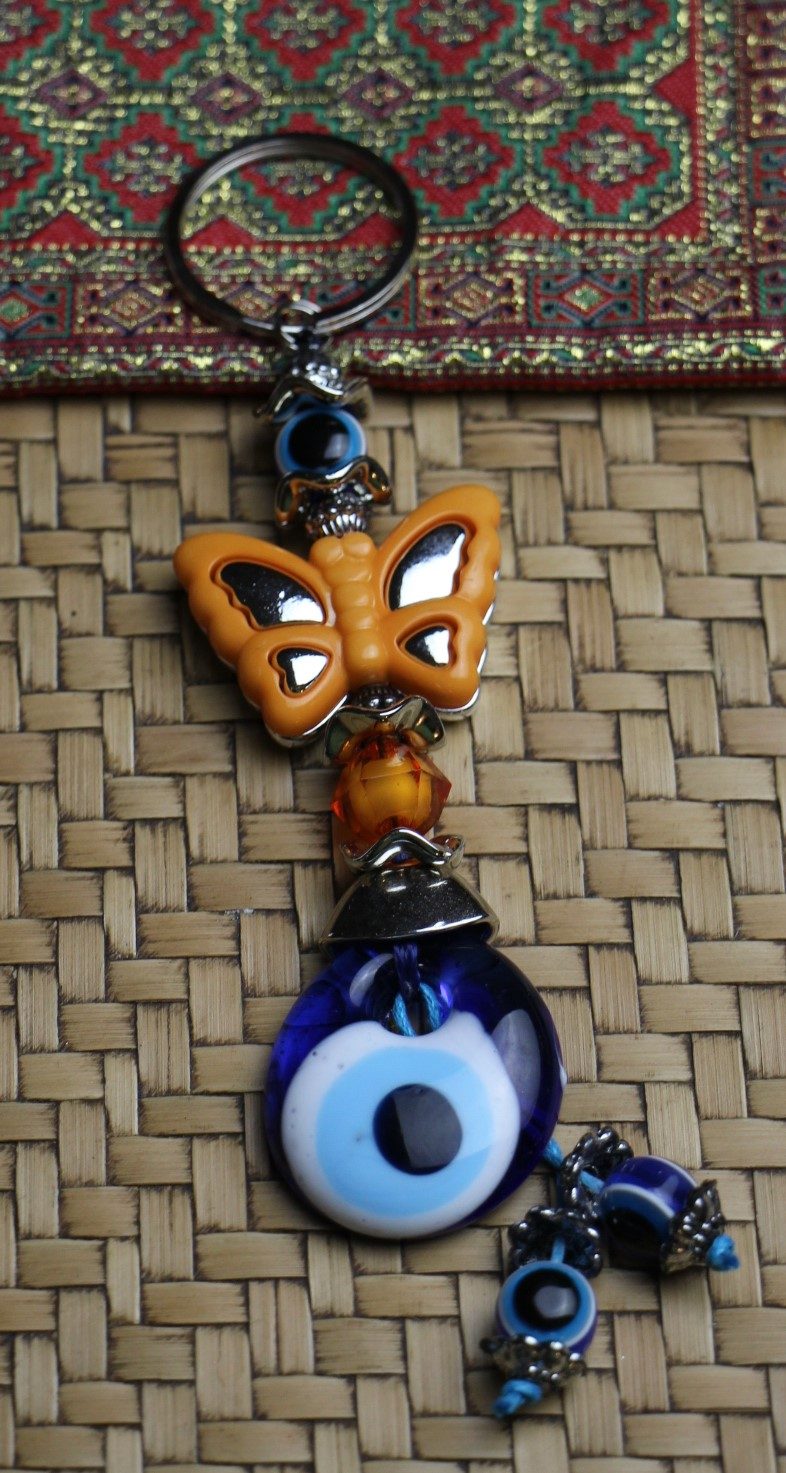 Lucky Eye Bag Tag Key Ring 61 Butterflys Orange