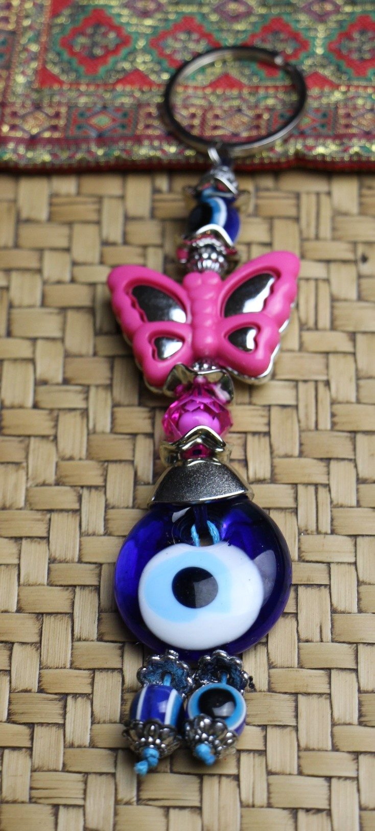 Lucky Eye Bag Tag Key Ring 61 Butterflys pink