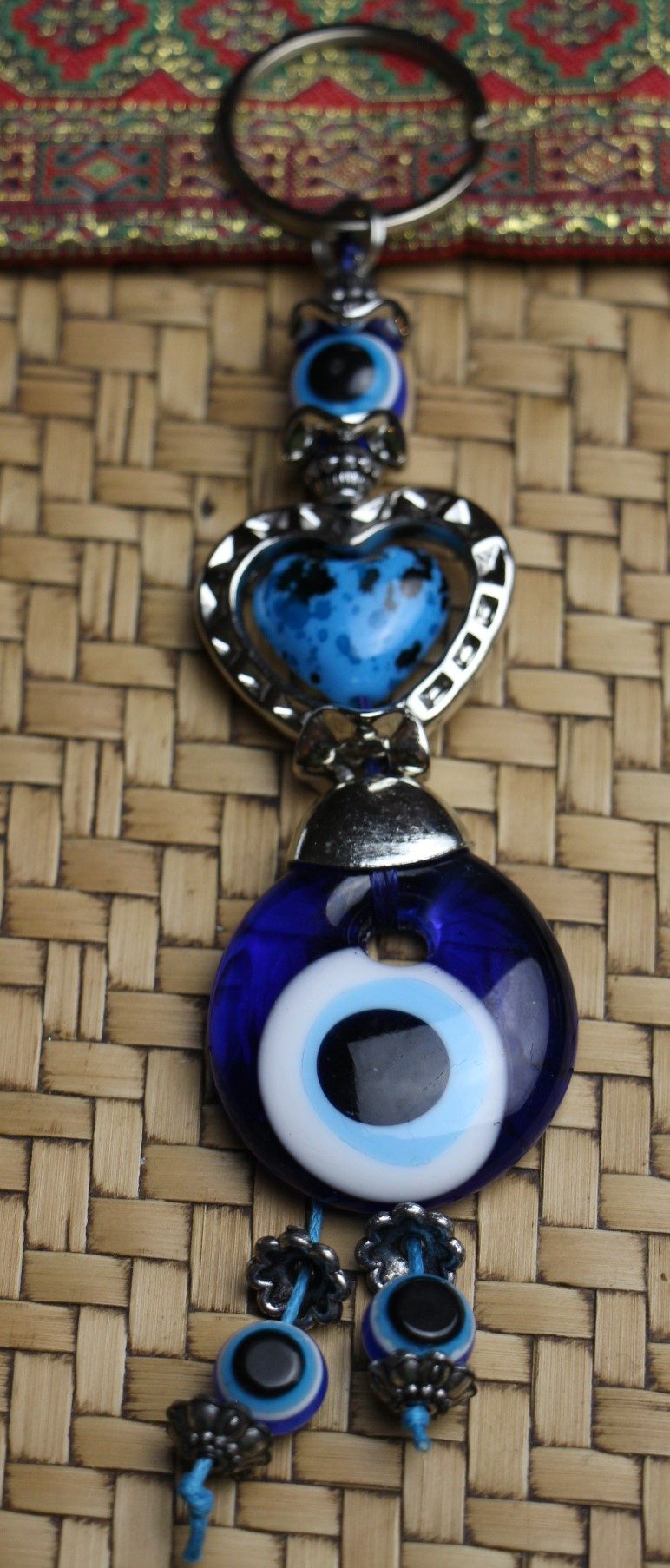 Lucky Eye Bag Tag Key Ring 63 Hearts blue
