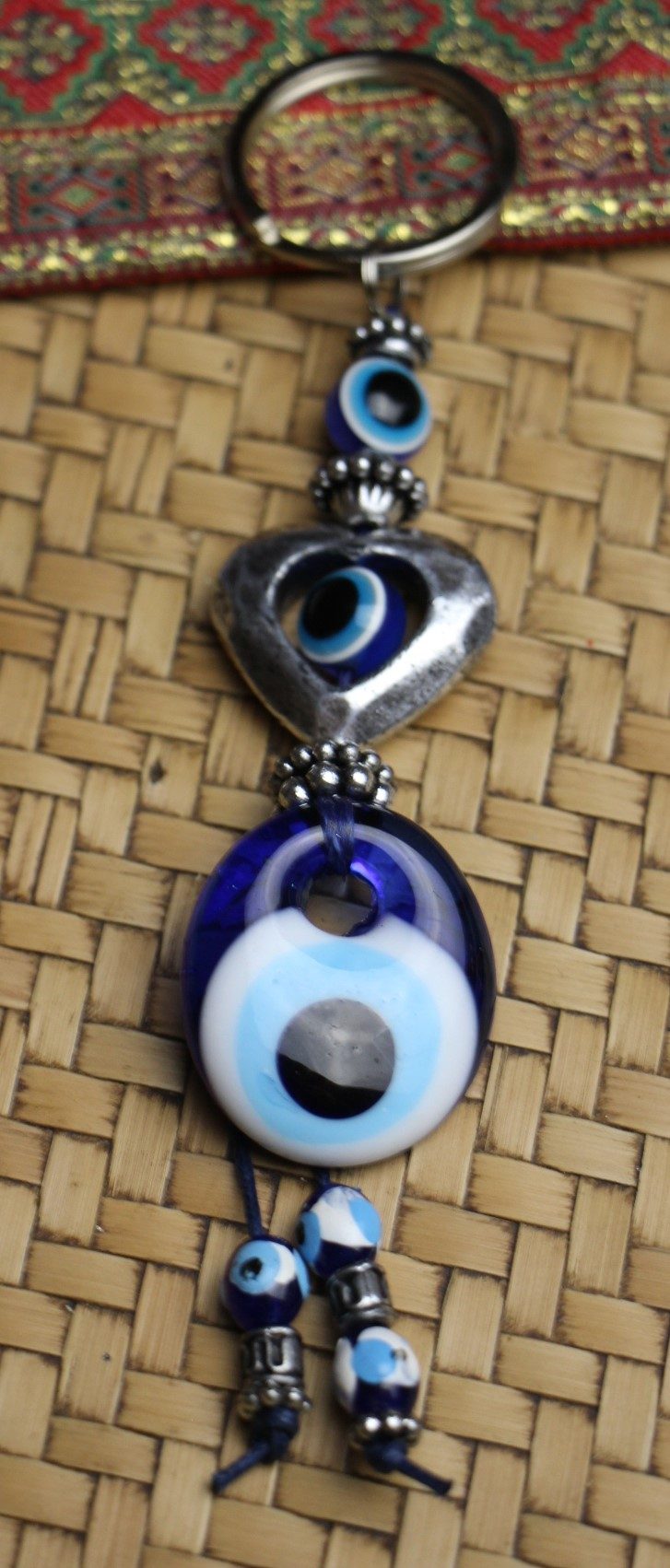 Lucky Eye Bag Tag Key Ring 63 Hearts silver