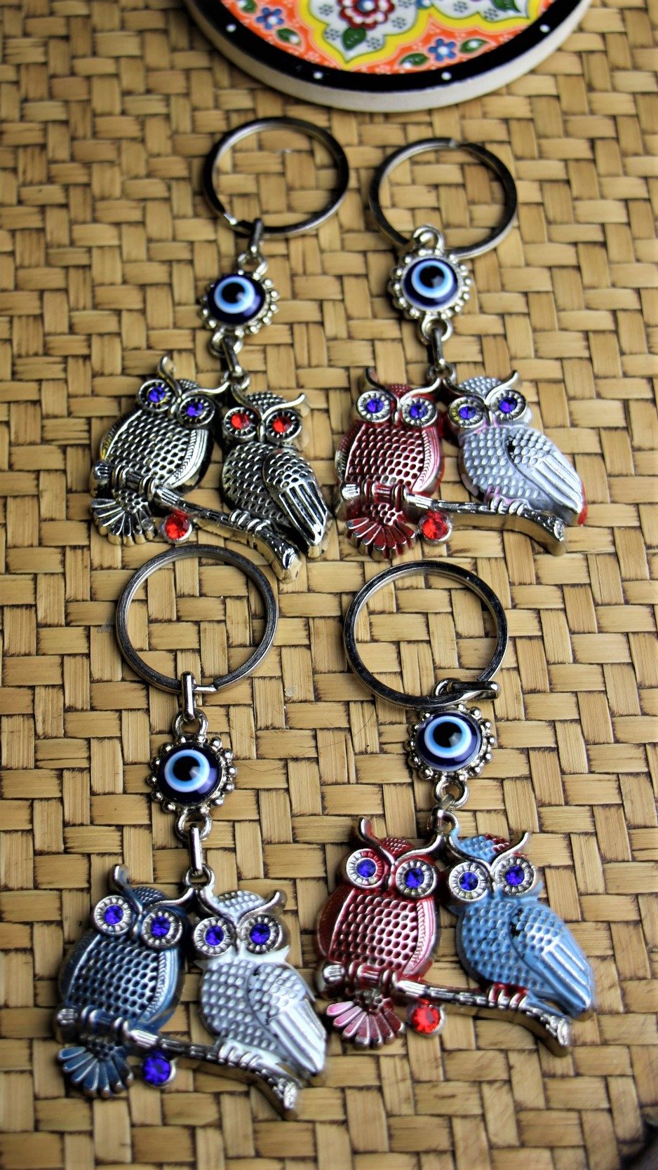 Lucky Eye Bag Tag Key Ring 73 2 Colourful Owls