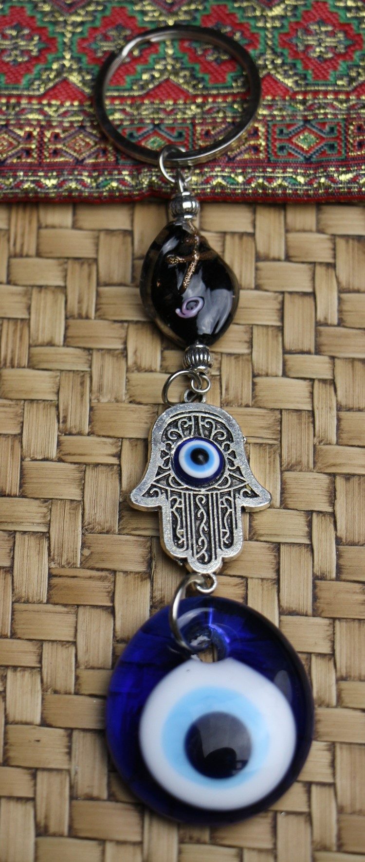 Lucky Eye BagTag Key Ring Sml Fatimas Hand black