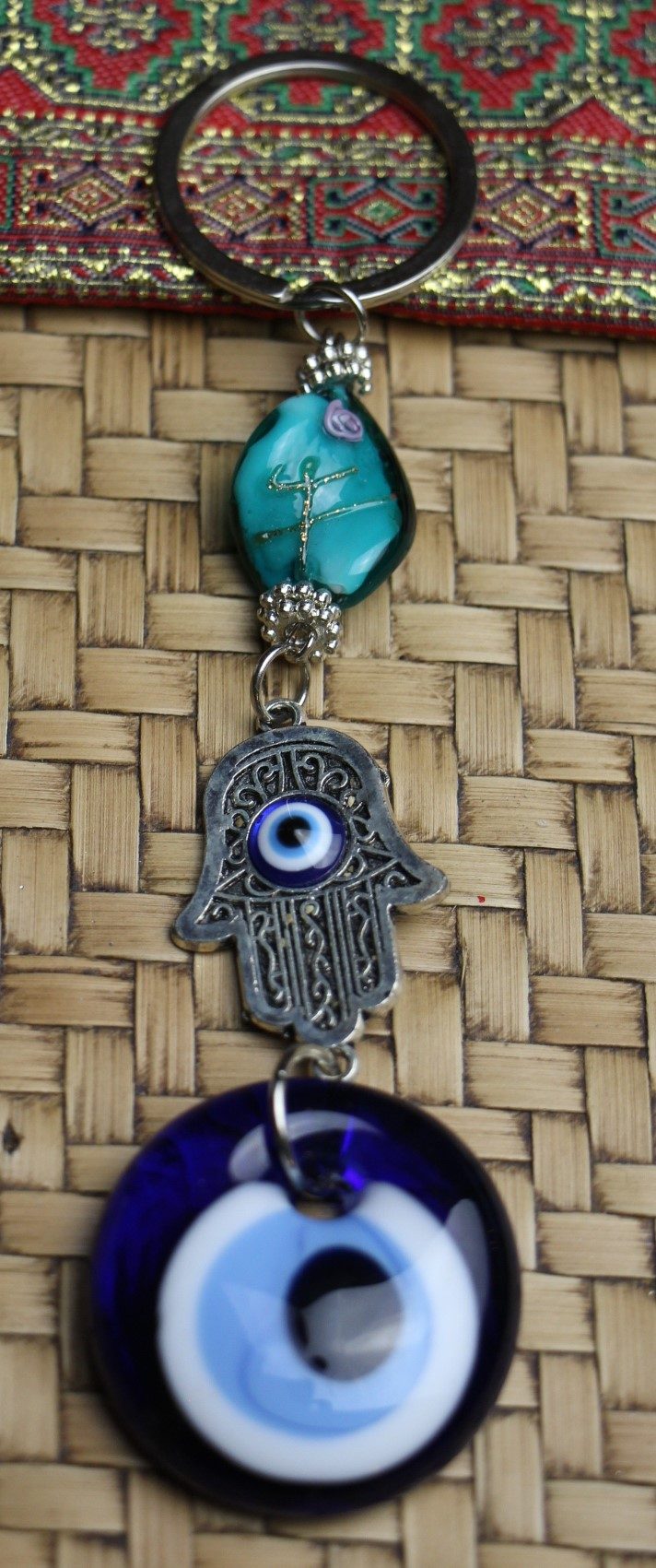 Lucky Eye BagTag Key Ring Sml Fatimas Hand green