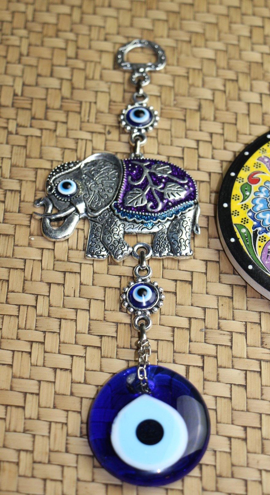 Lucky Eye Metal Wall Hanging Colourfull Elephant 21PURPLE