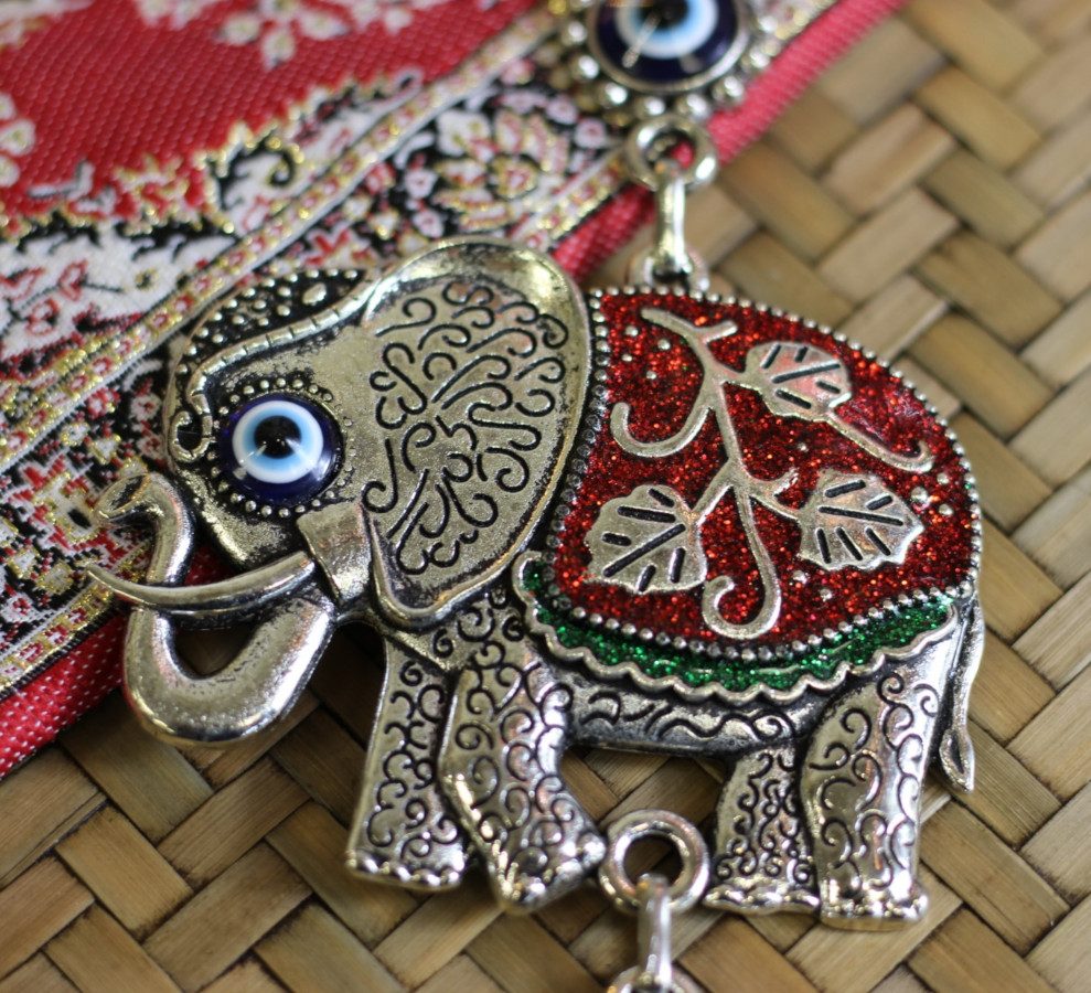 Lucky Eye Metal Wall Hanging Colourfull Elephant 21a