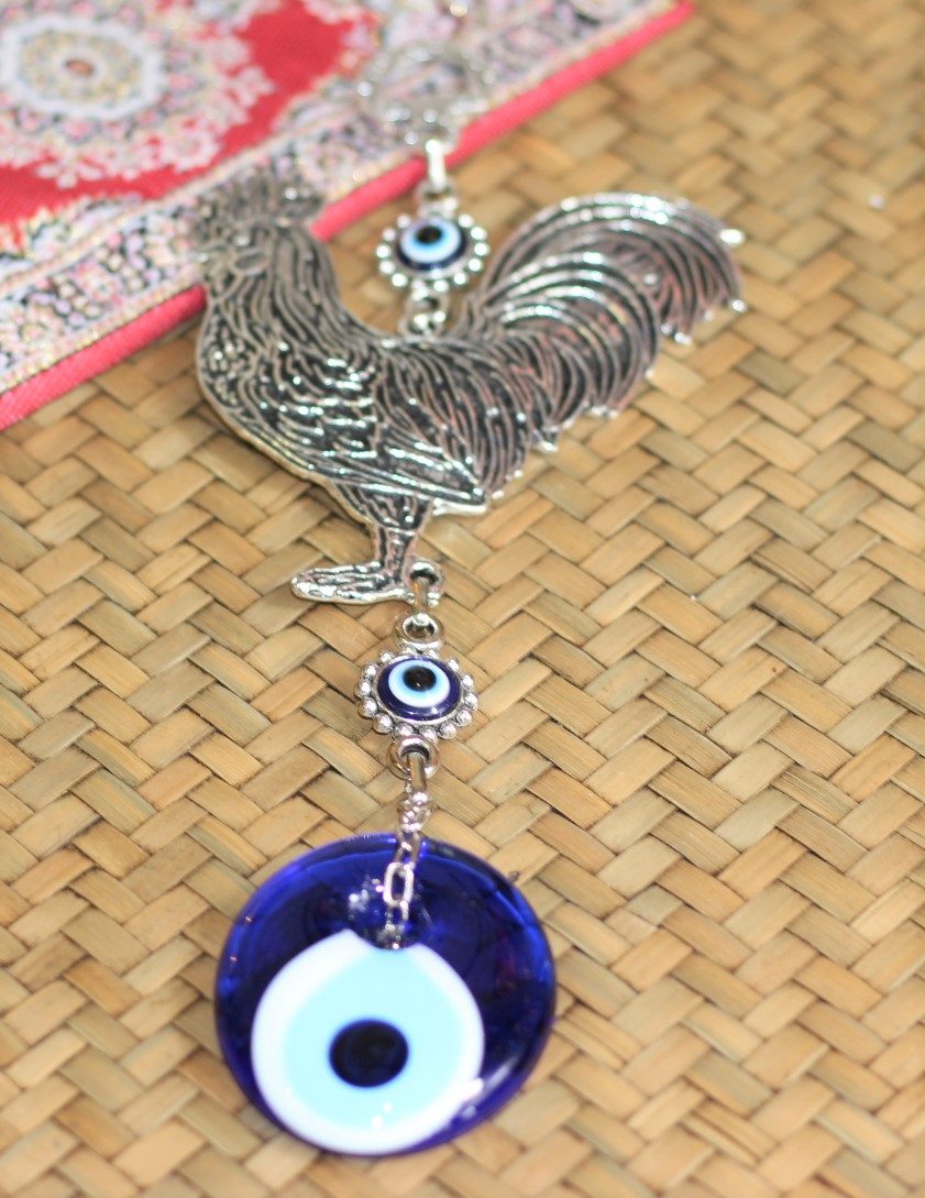 Lucky Eye Metal Wall Hanging With Rooster 18