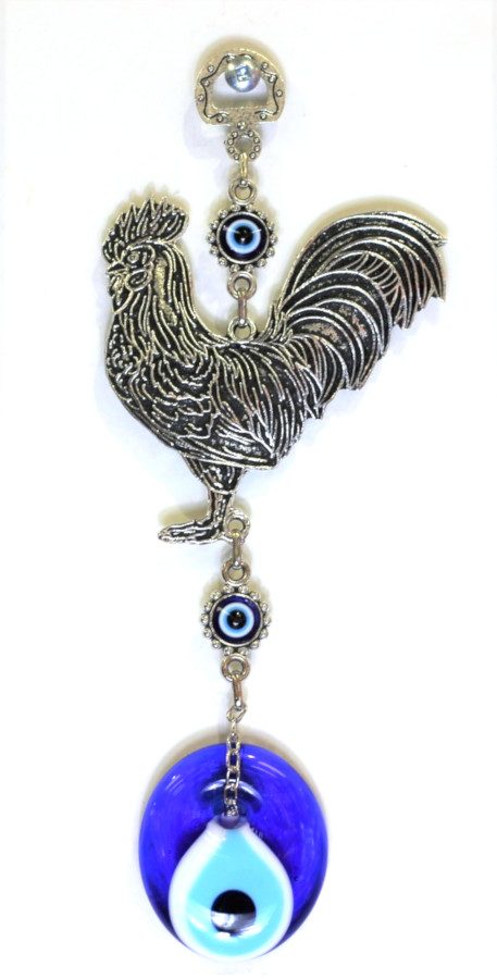 Lucky Eye Metal Wall Hanging With Rooster 18b