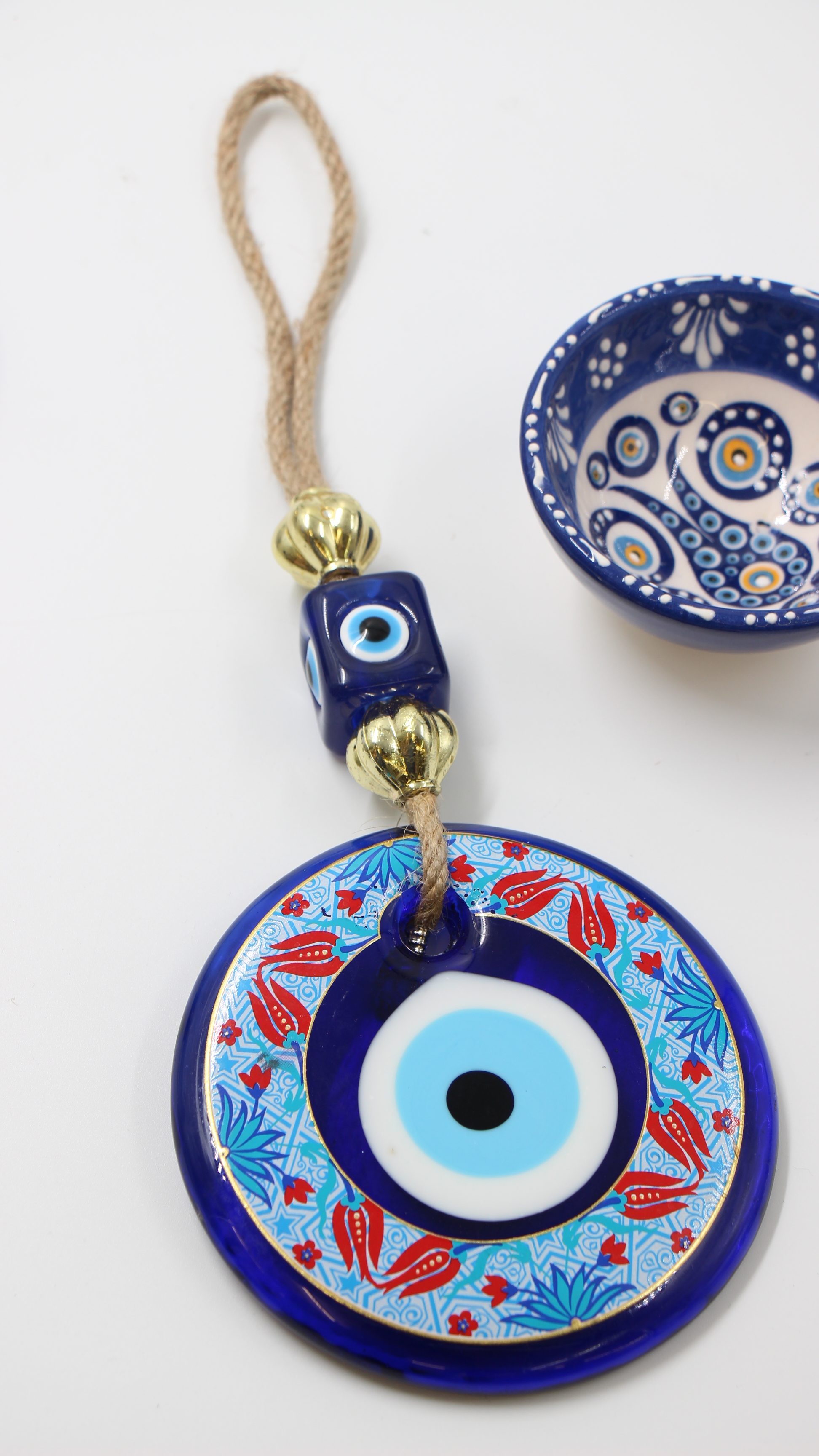 Ornate Evil Eye Wall Hanging With Rope Lge 61