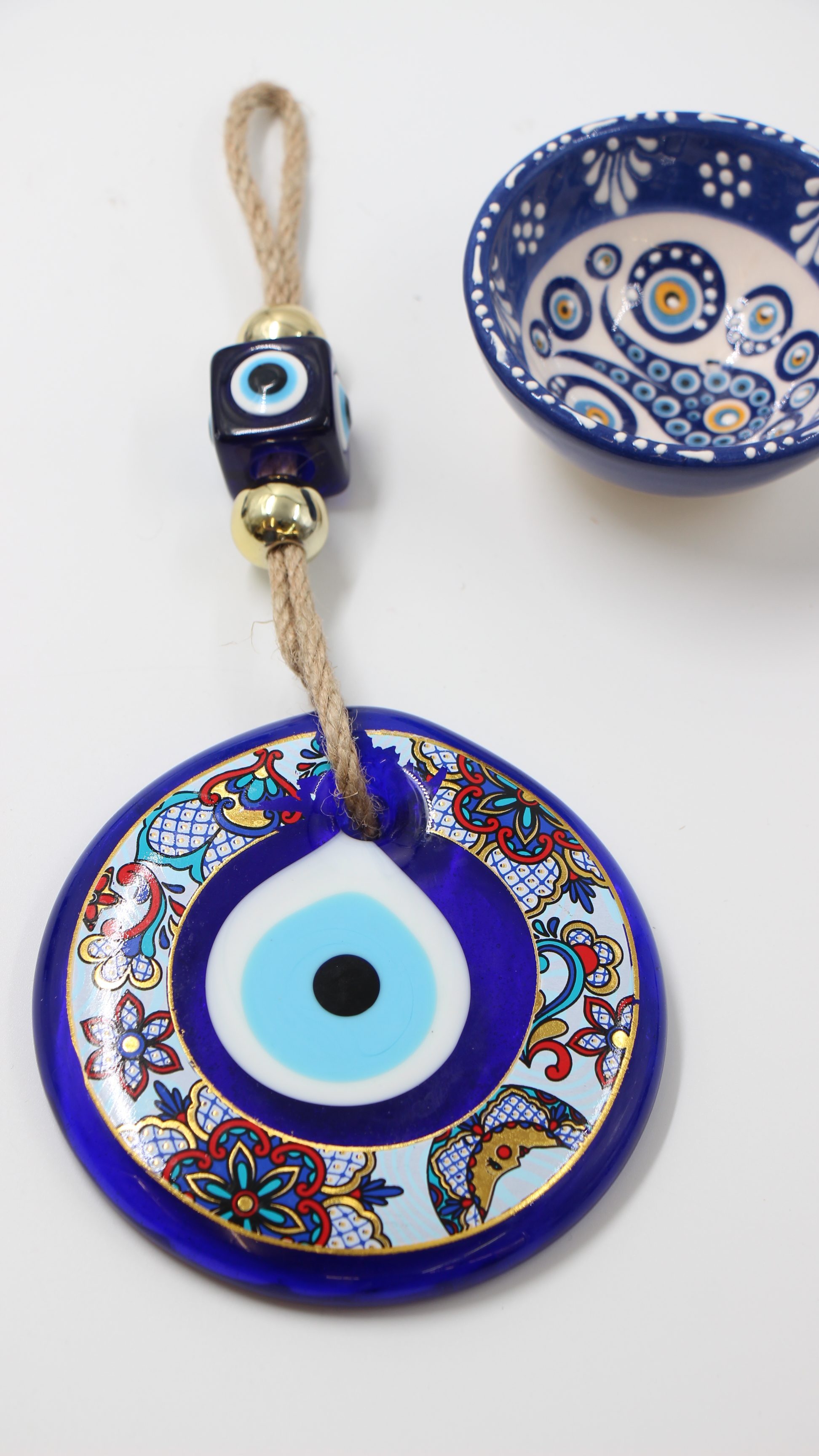 Ornate Evil Eye Wall Hanging With Rope Lge 62
