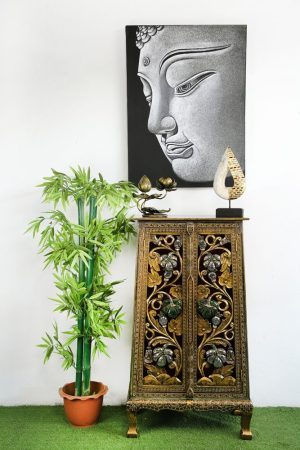 Ornate Tall Cabinet With 2 Cupboards