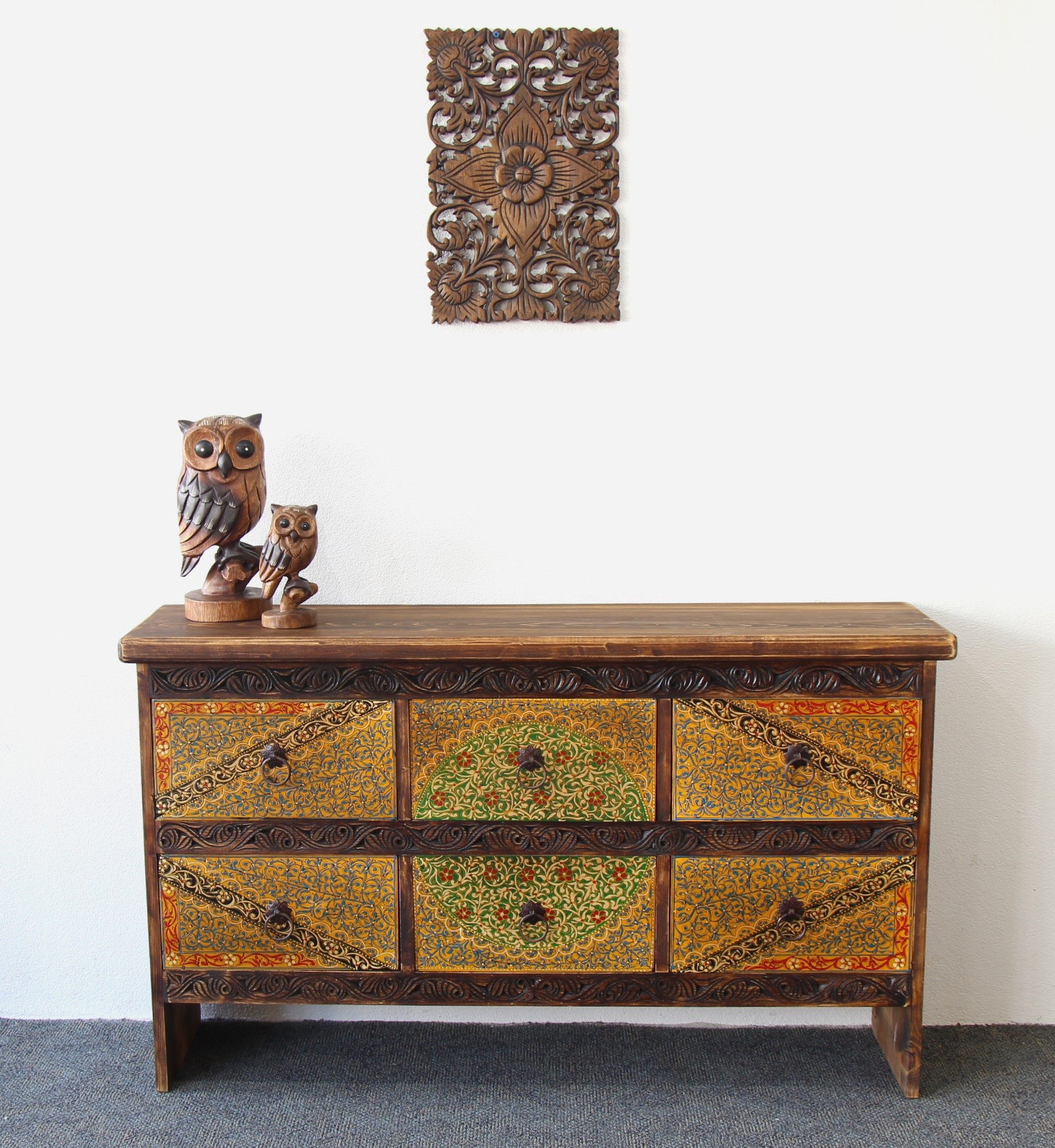 Quetta Hand Painted 6 Drawer Sideboard C (1)