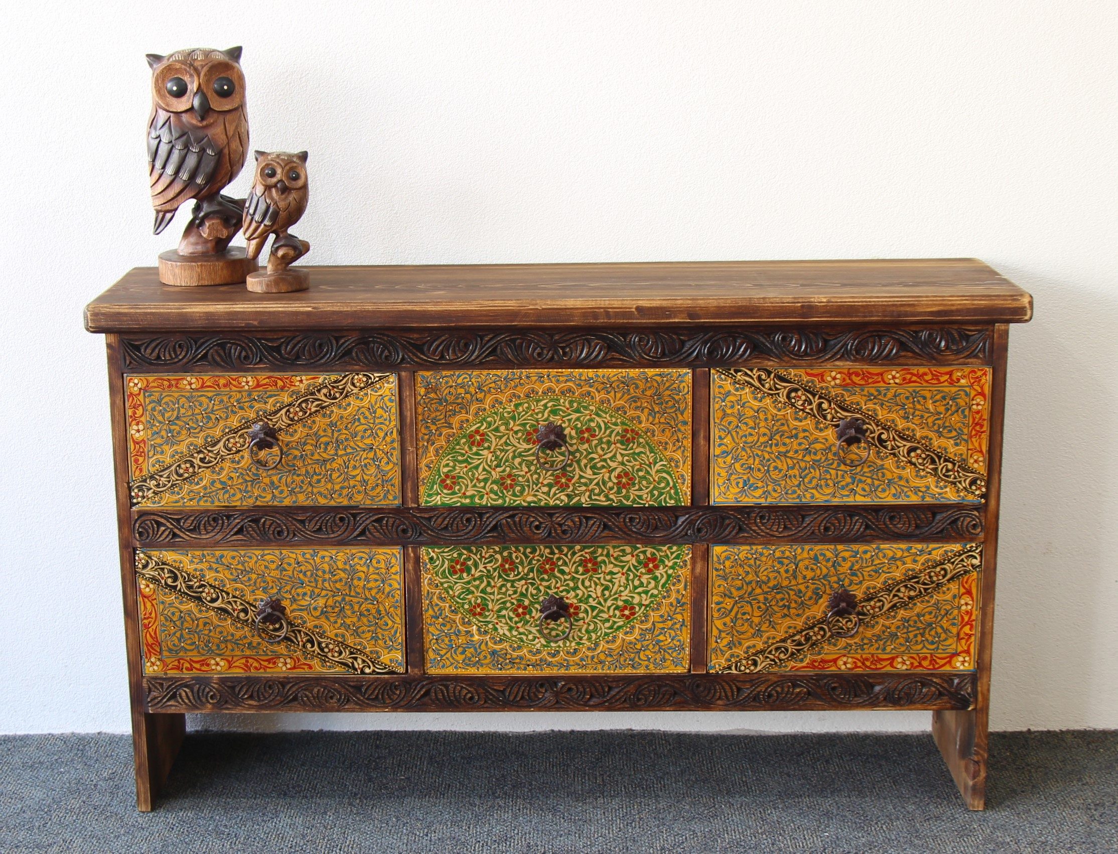 Quetta Hand Painted 6 Drawer Sideboard C (2)