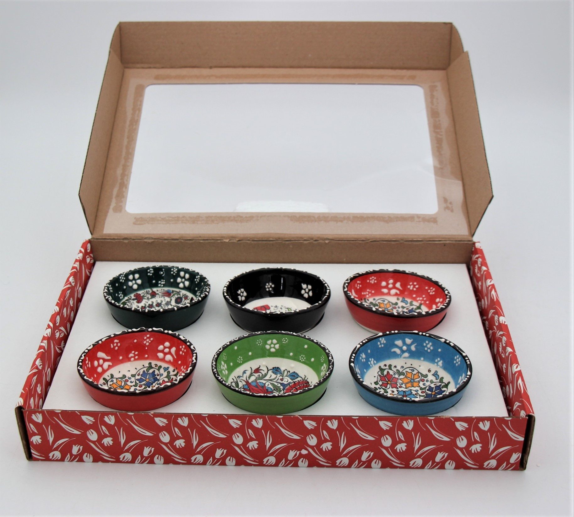 Turkish Ceramic 8cm Bowl 6pk Gift Set - Relief Mixed 2