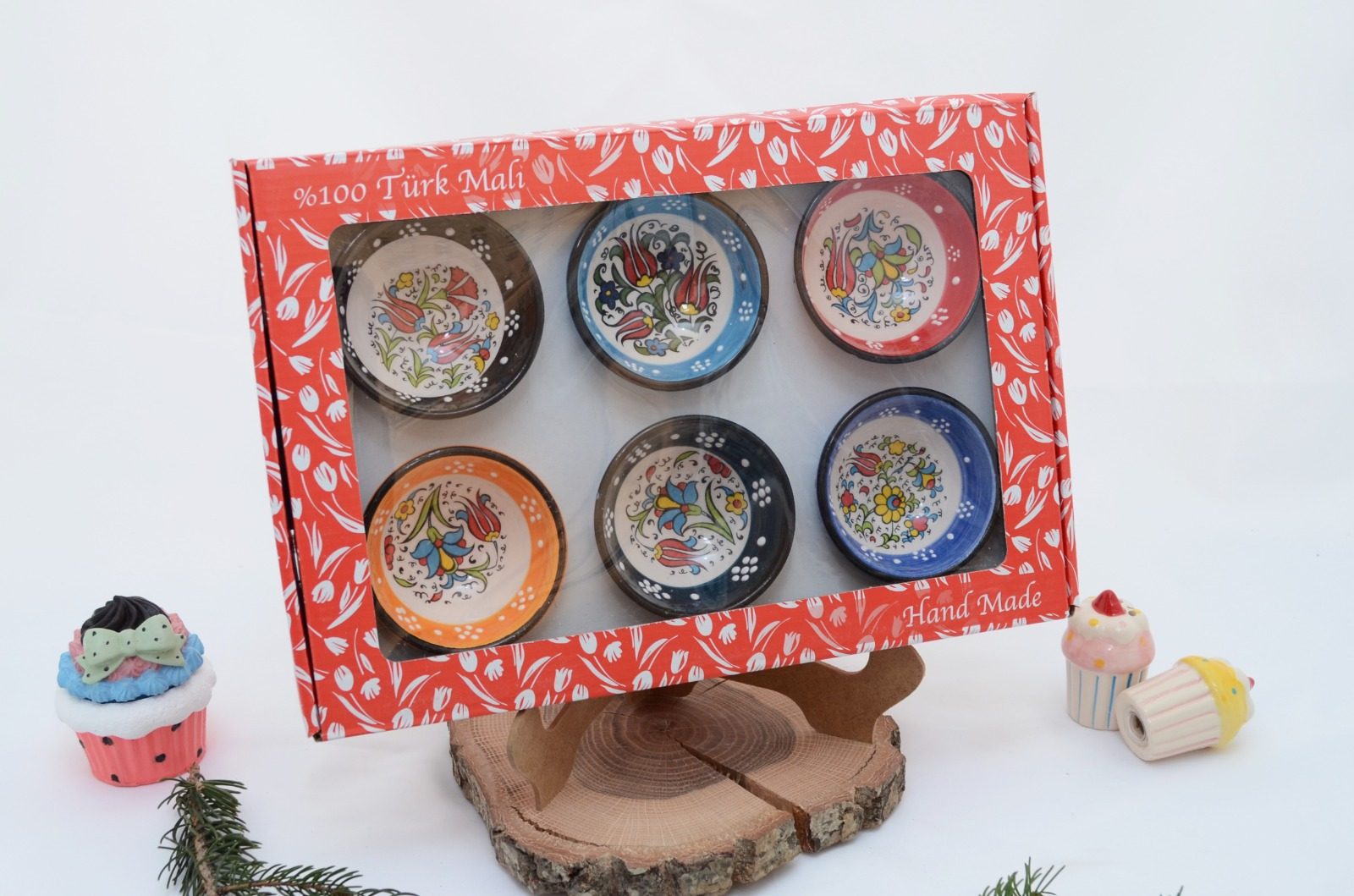 Turkish Ceramic 8cm Daisy Bowl 6pk Gift Set - Relief 1