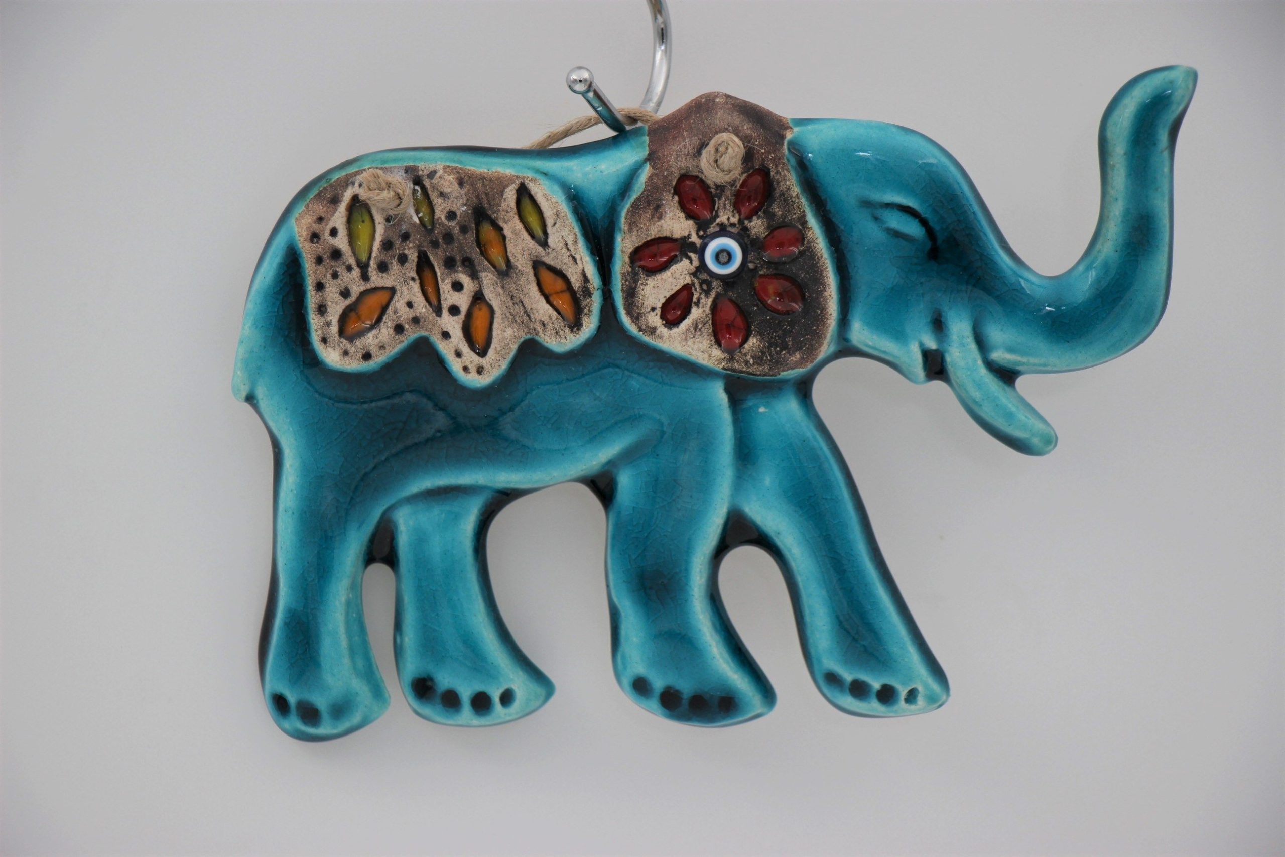 Turkish Ceramic Elephant Wall Hanging Small