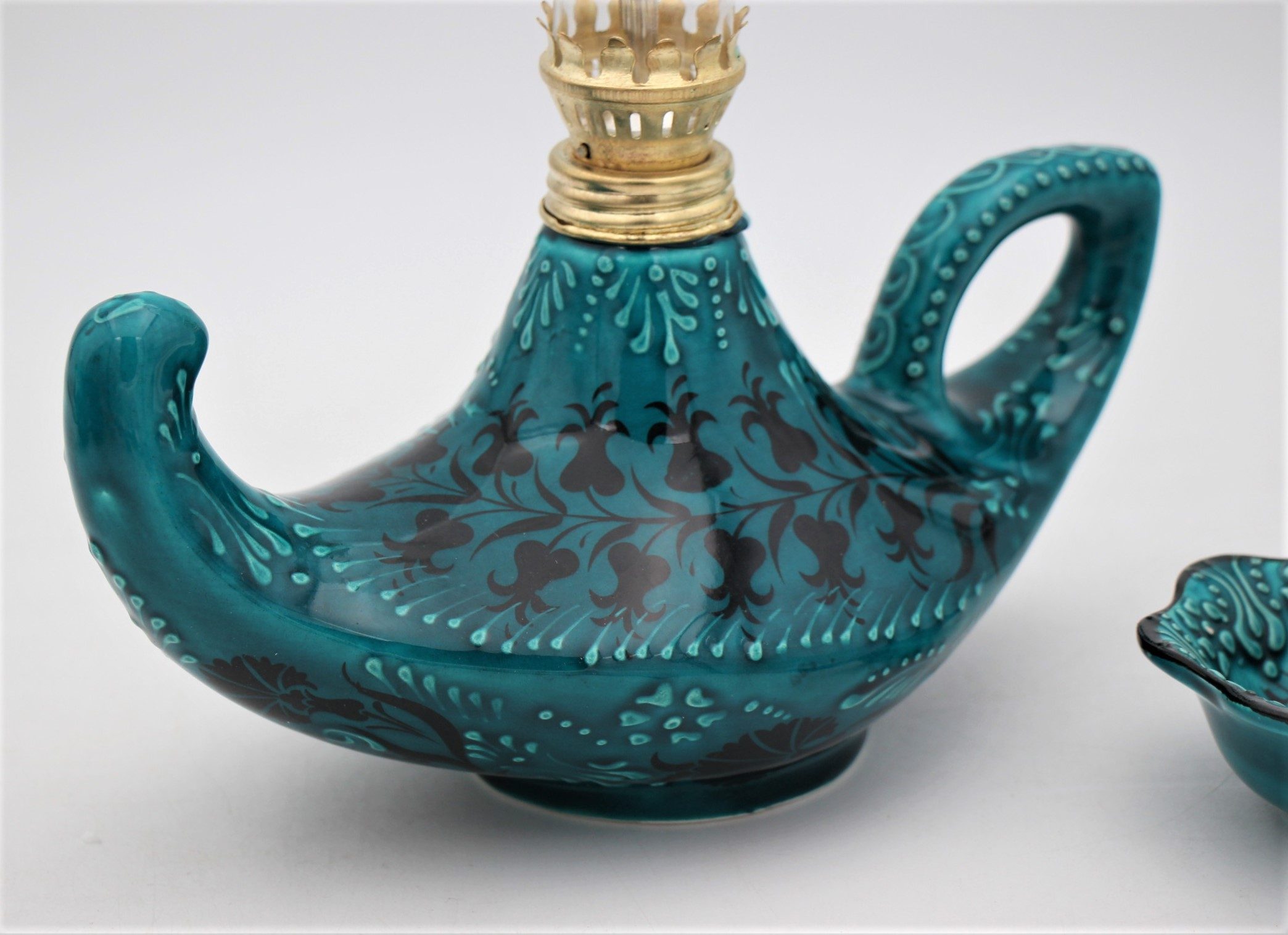Turkish Ceramic Hand Painted Large Alladins lamp Turquoise 1