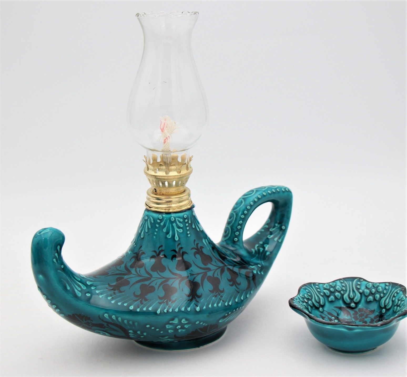 Turkish Ceramic Hand Painted Large Alladins lamp Turquoise A