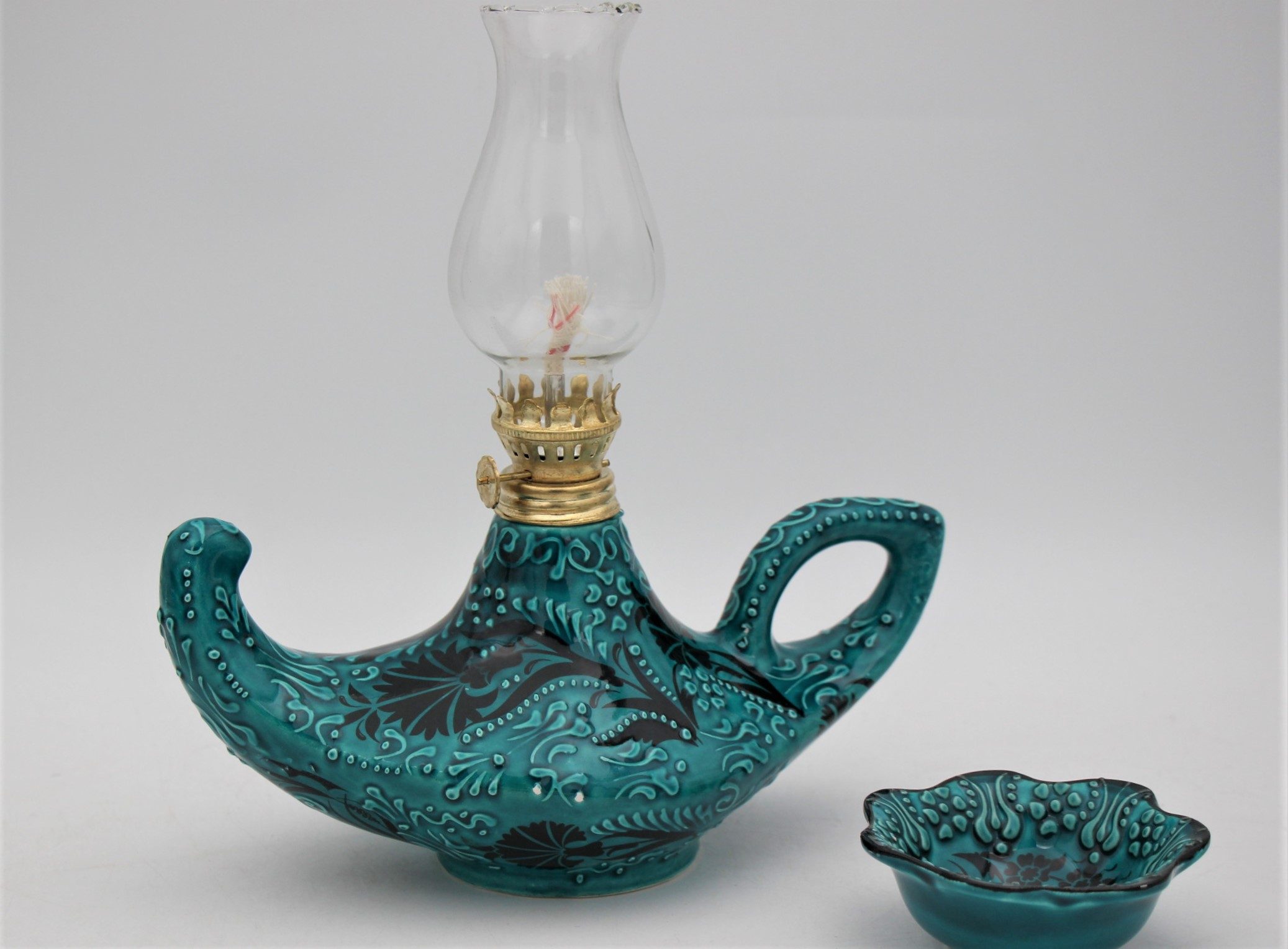 Turkish Ceramic Hand Painted Large Alladins lamp Turquoise B