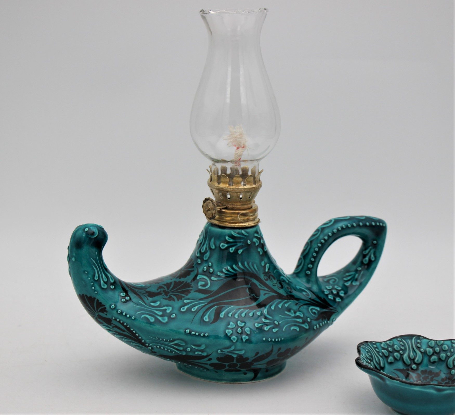 Turkish Ceramic Hand Painted Large Alladins lamp Turquoise C