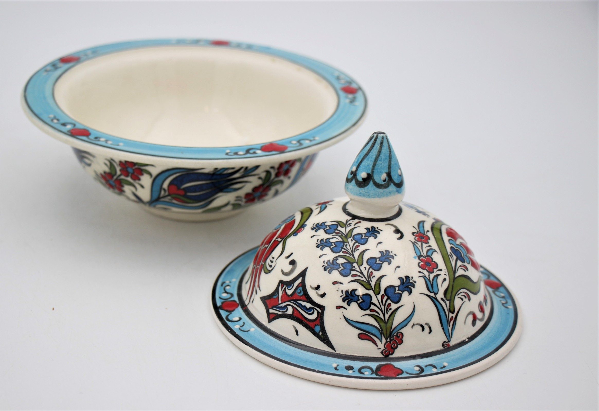 Turkish Ceramic Hand Painted Large Candy Bowl Tulip 1a
